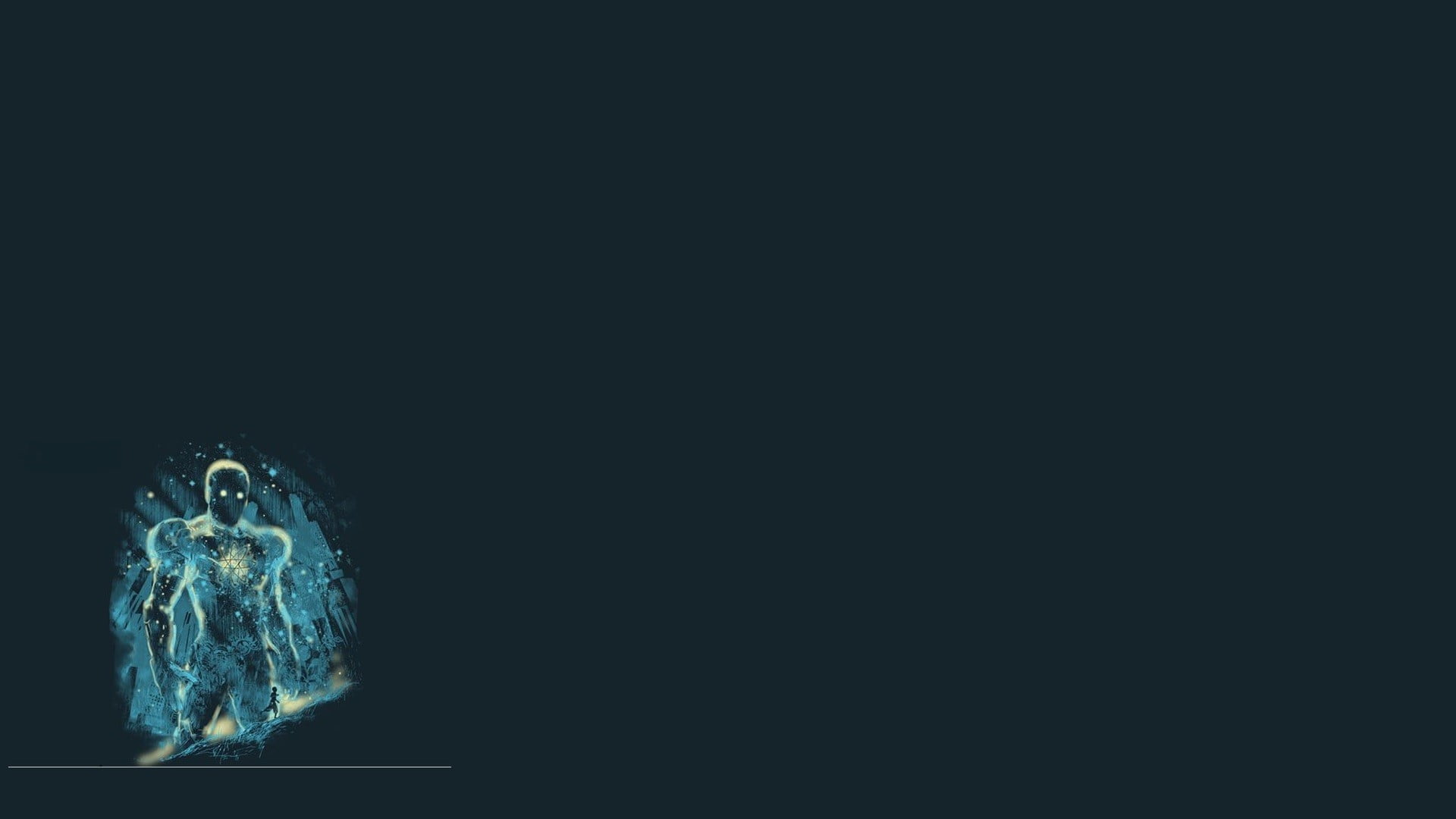 creativity, man, horror, black background, mammal, illustration, dark, simple background, indoors, artwork, representation, studio shot, 1080P, teal, light, HD Wallpaper