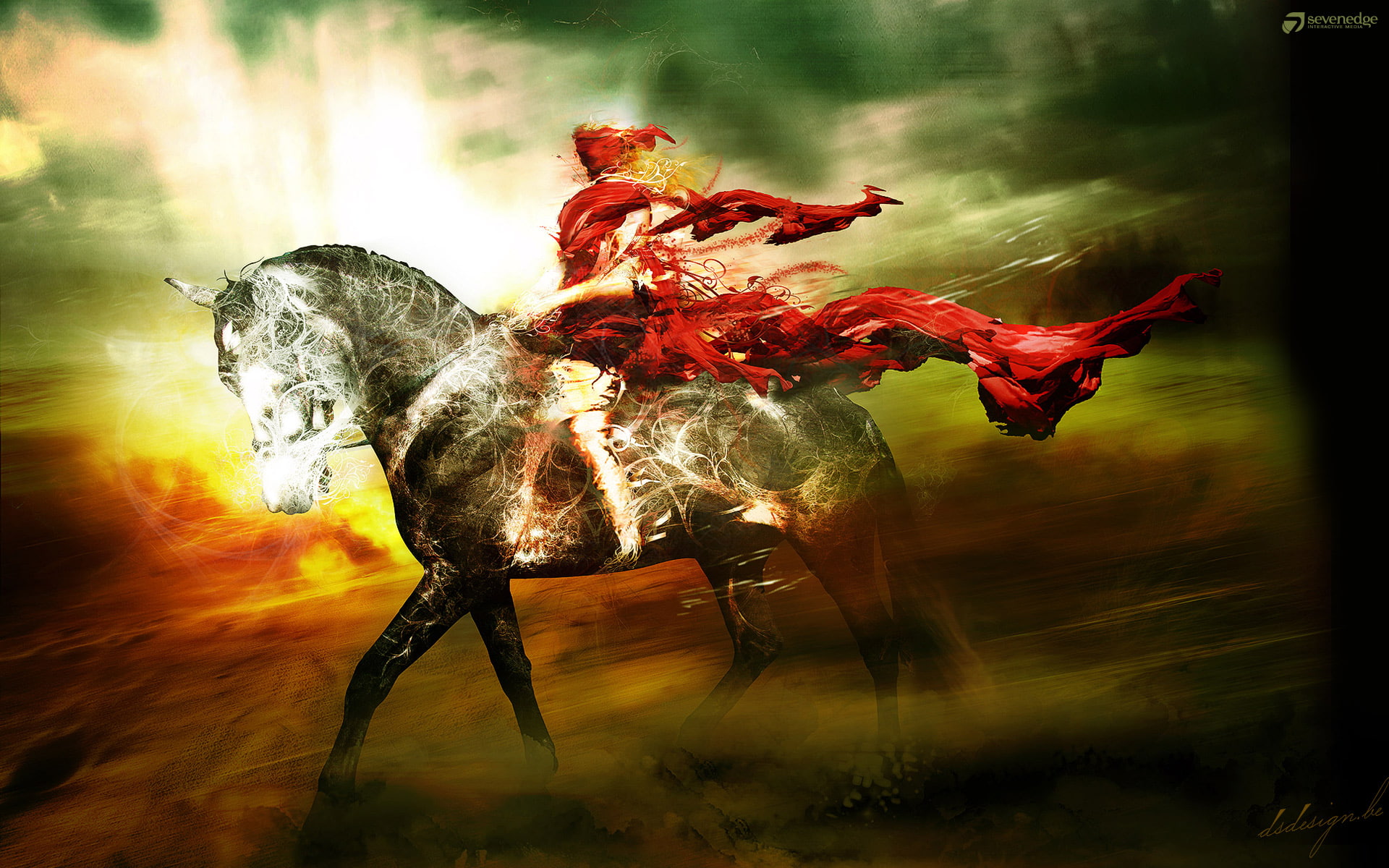 digital/artwork, abstract, 1080P, illustration, hd, horse, black, HD Wallpaper