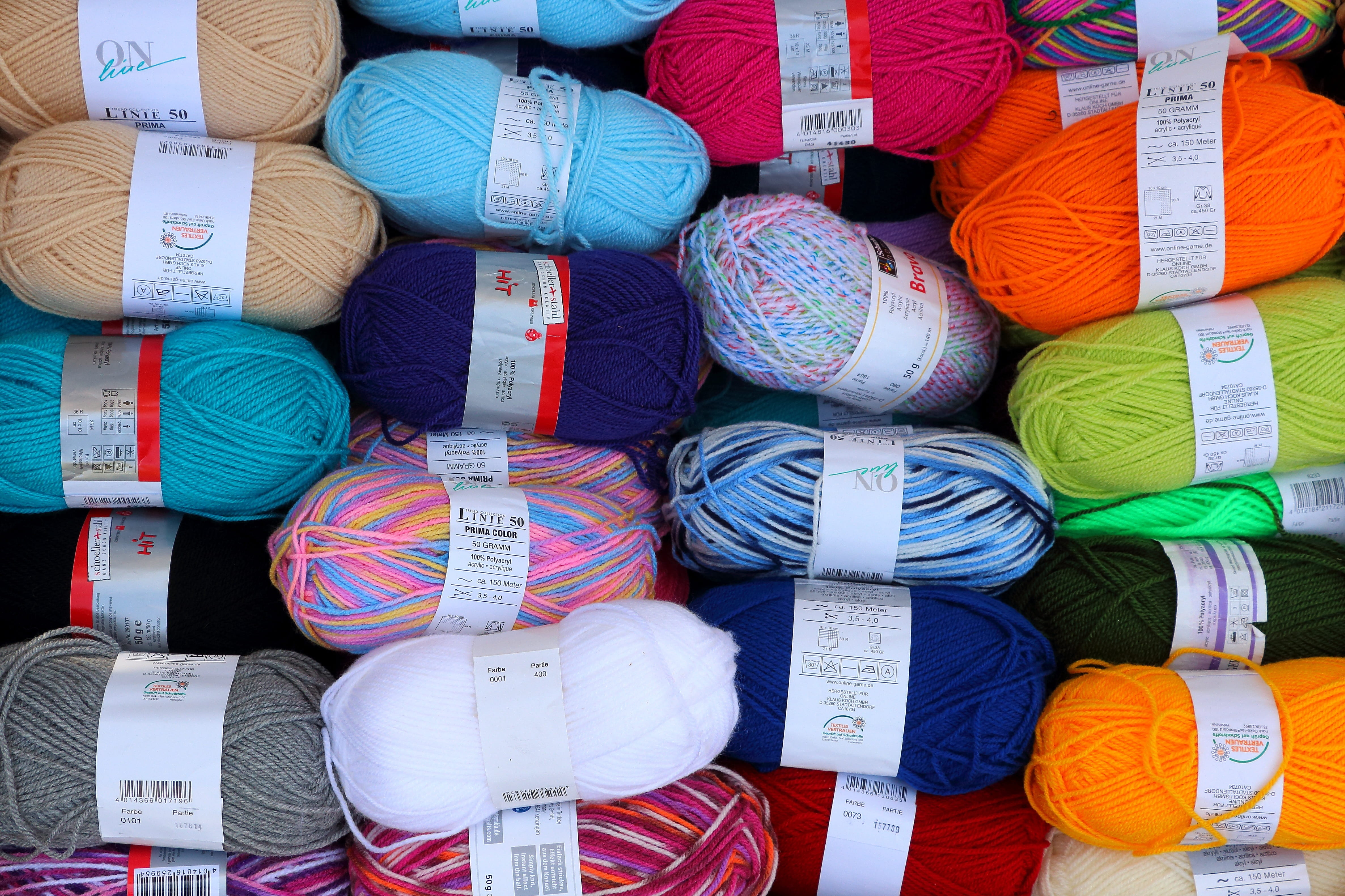 no people, pile, strickliesel, retail, color, thread, assorted, backgrounds, ball of wool, art and craft, wool, roll, spool, knitting, hobby, 4K, pattern, HD Wallpaper