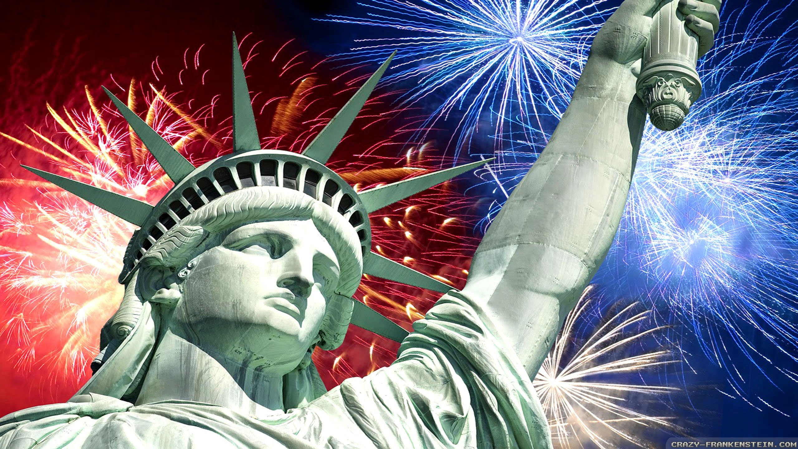 2K, statue, america, july, independence, fireworks, slings, torch, us, day, hd, liberty, HD Wallpaper