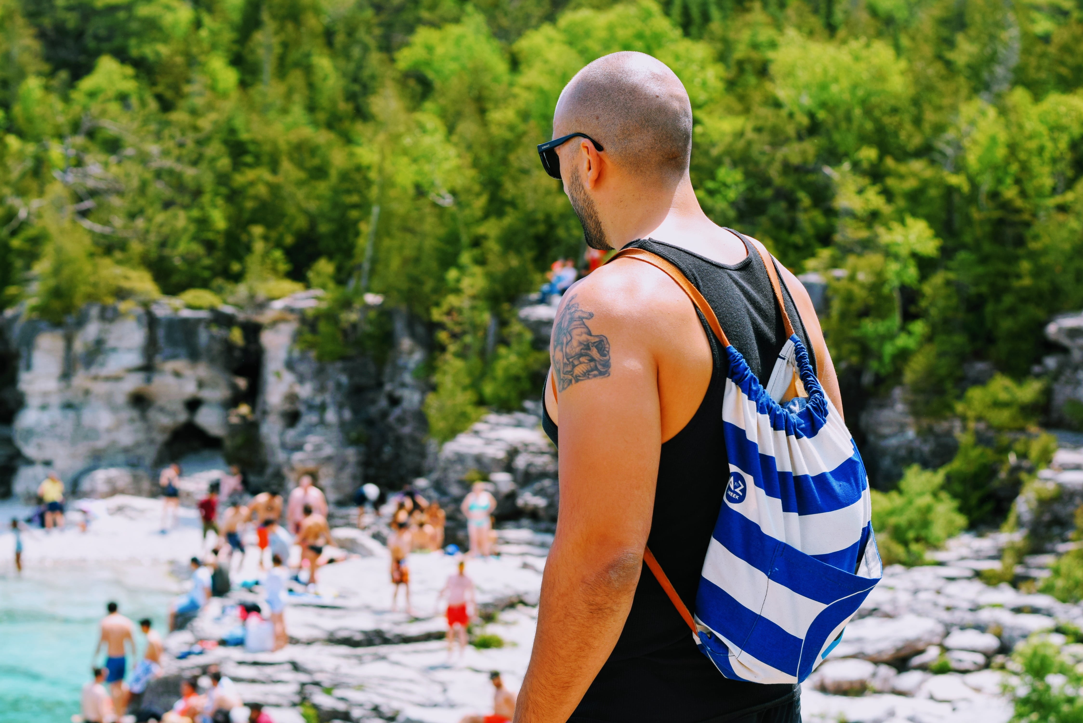 landscape, lifestyles, happiness, relaxation, high angle shot, river, person, casual clothing, beach, blur, waist up, young adult, lifestyle, sling bag, HD Wallpaper