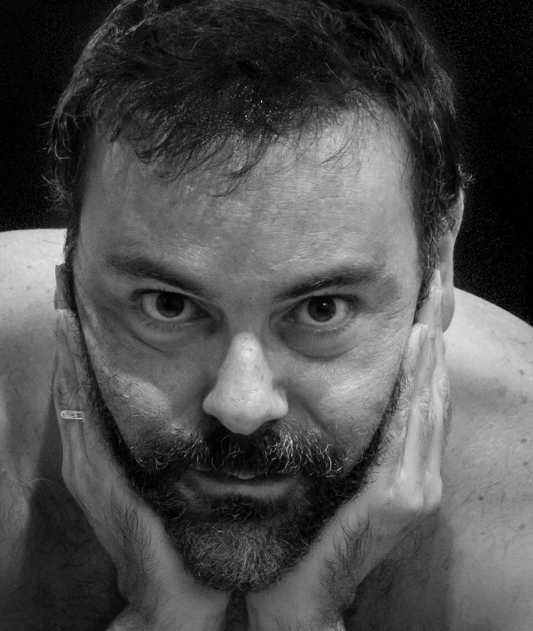 headshot, reflective look, 1080P, time, mustache, beard, arts And Entertainment, black and white photo, look, one man only, facial hair, person, Hands, Phone HD Wallpaper