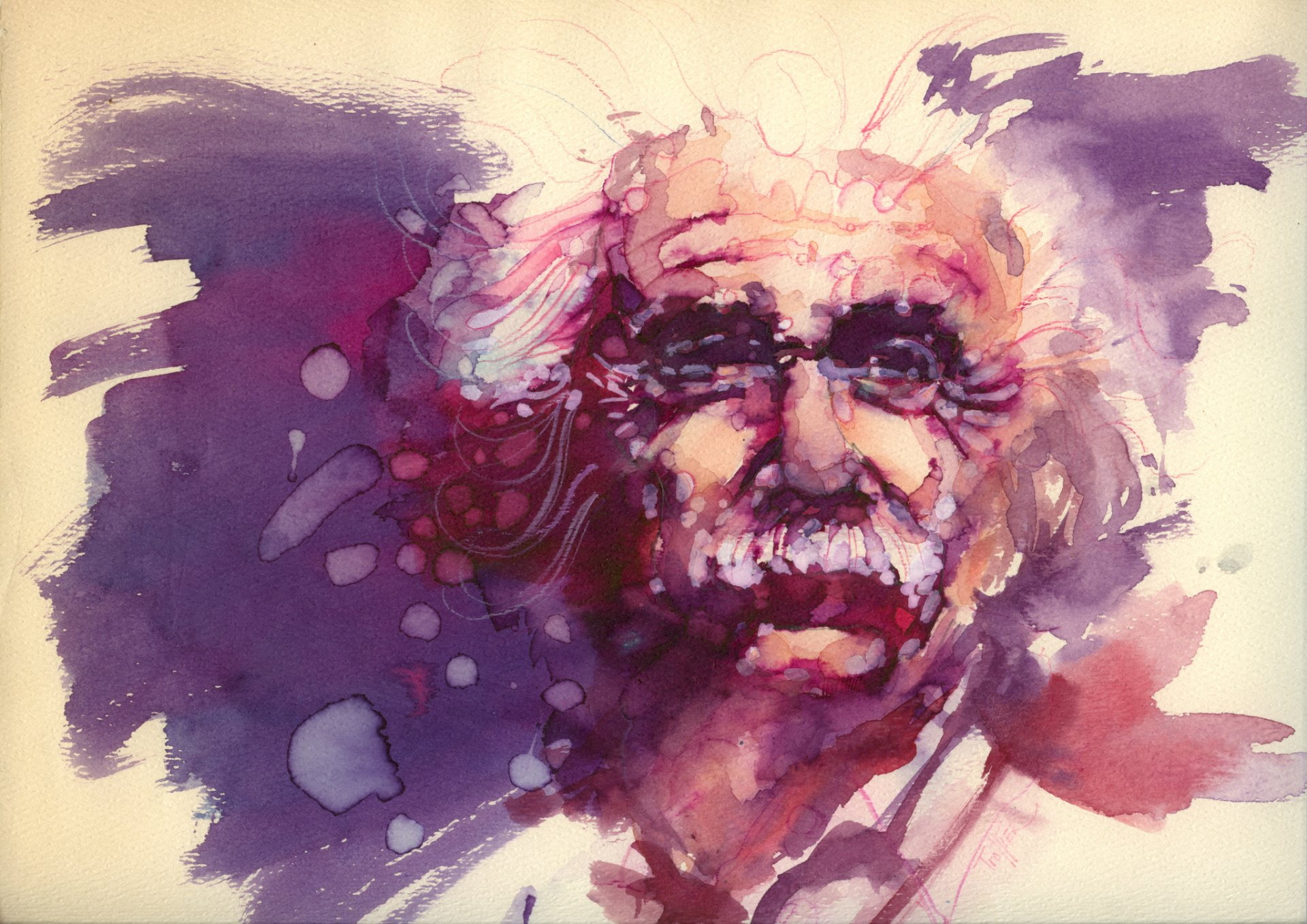 people, 1080P, art and craft, nature, Watercolor, human face, body part, plant, creativity, portrait, paint, indoors, Celebrity, representation, Albert Einstein, HD Wallpaper