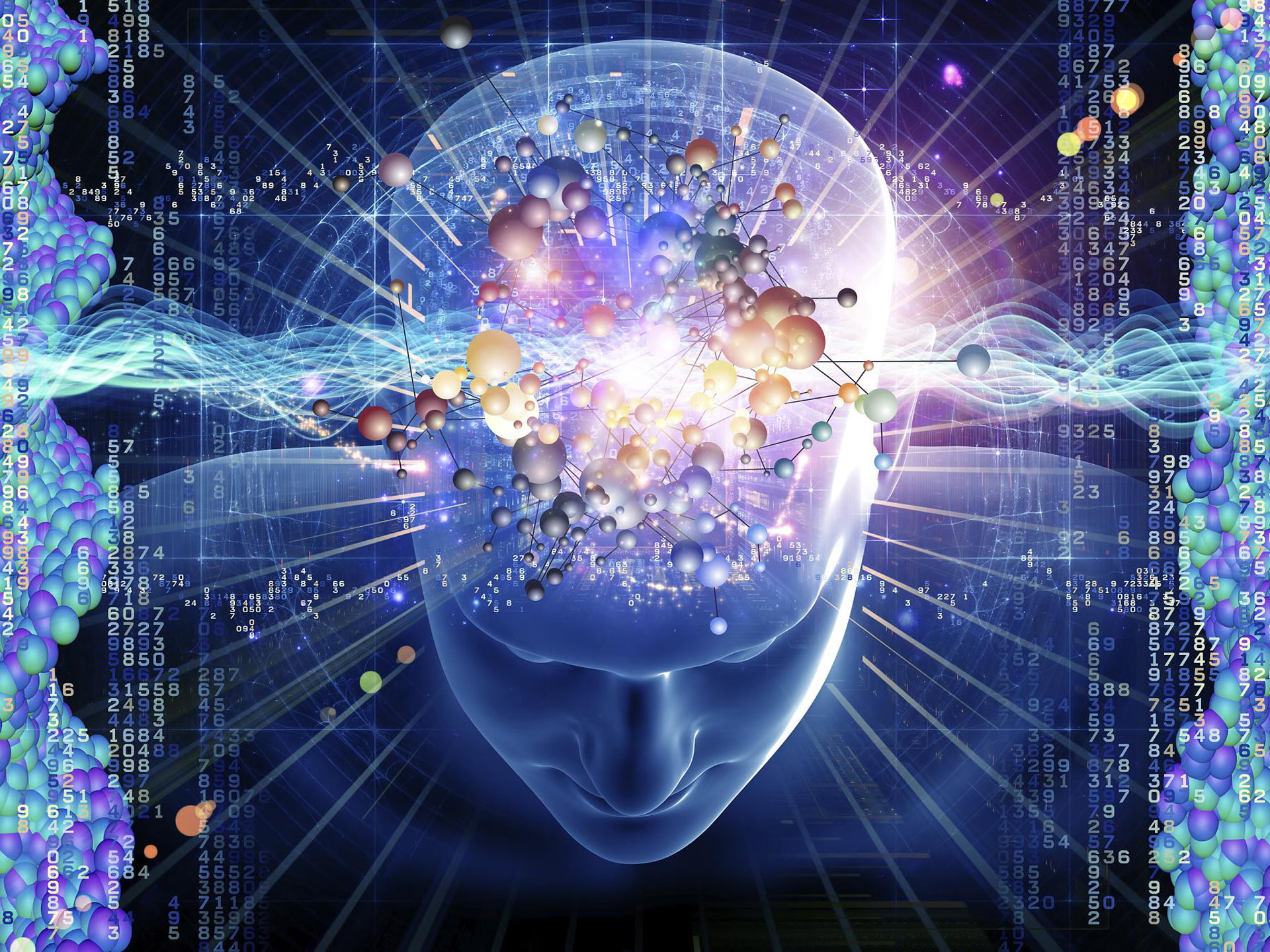 abstract, matrix, 1080P, Inspiration, science, brain, numbers, mind, tech, HD Wallpaper