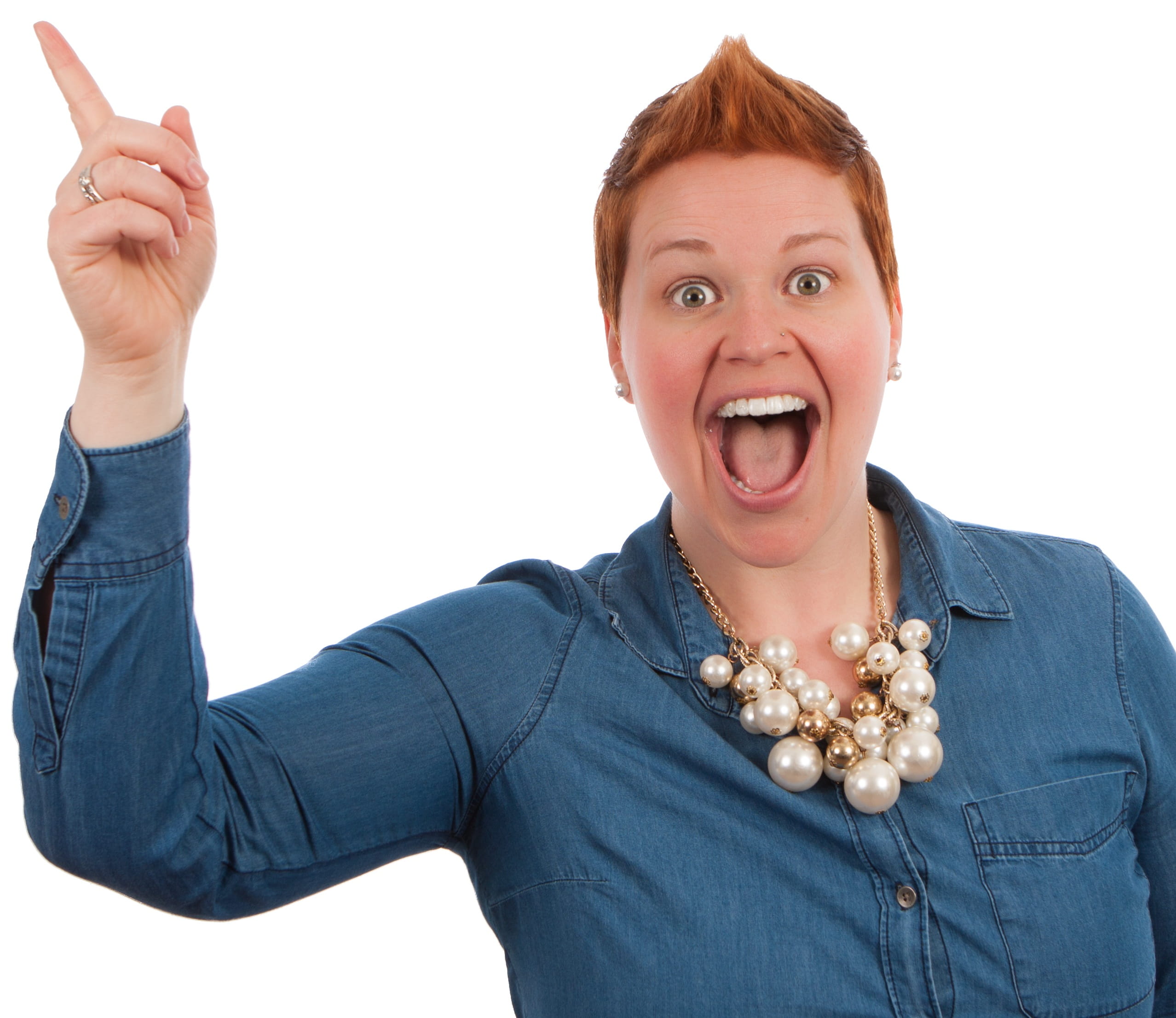 finger in air, finger pointing, caucasian, white, elearning, white pearl, pearls, one person, adult, females, positive emotion, studio shot, posing, happiness, HD Wallpaper