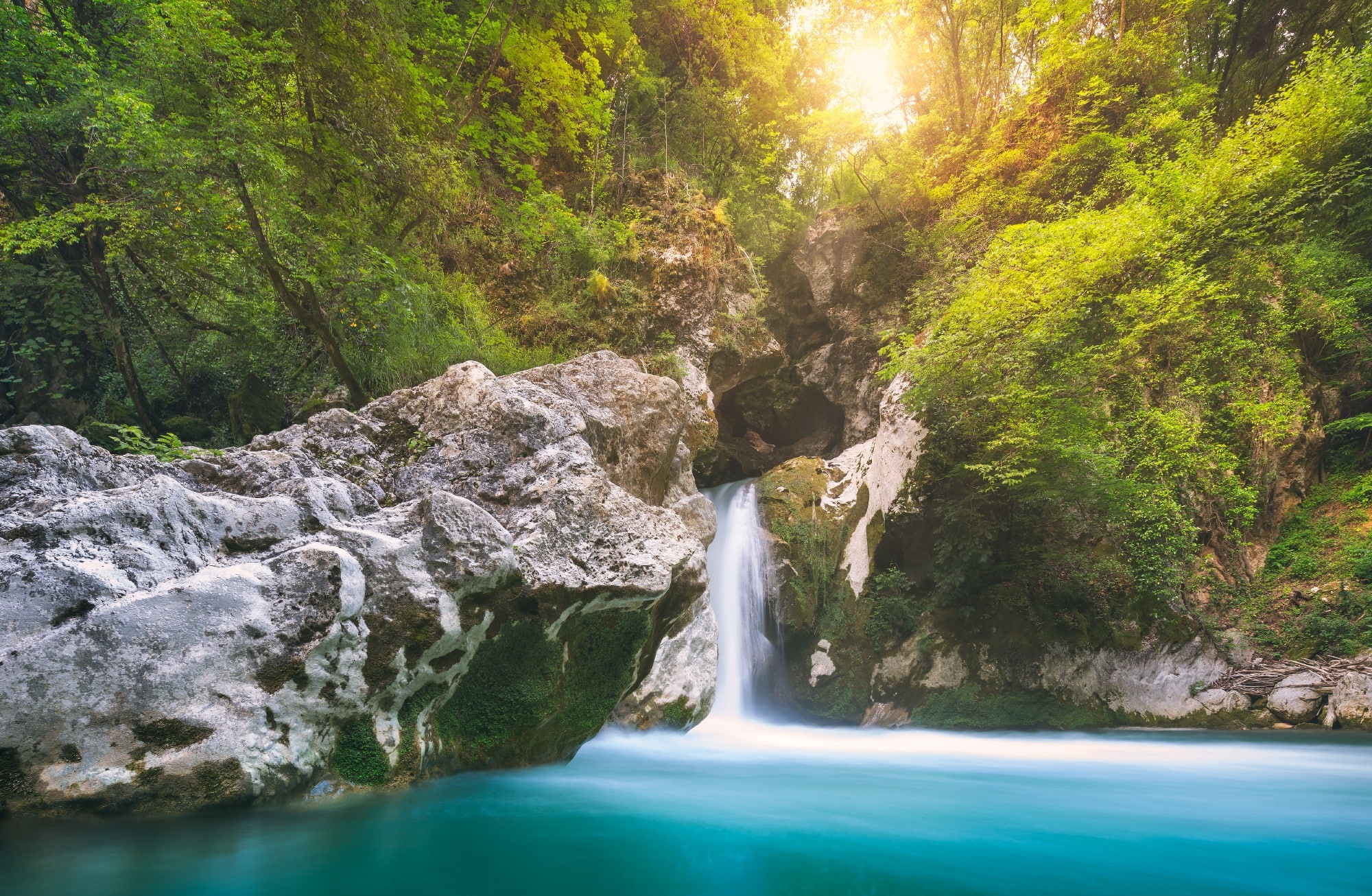 photography, beauty in nature, Shift, lazio, Waterfalls, ultrawide, Sunset, tutorial, tropical rainforest, canon, no people, Fresh, rock - object, flowing water, HD Wallpaper