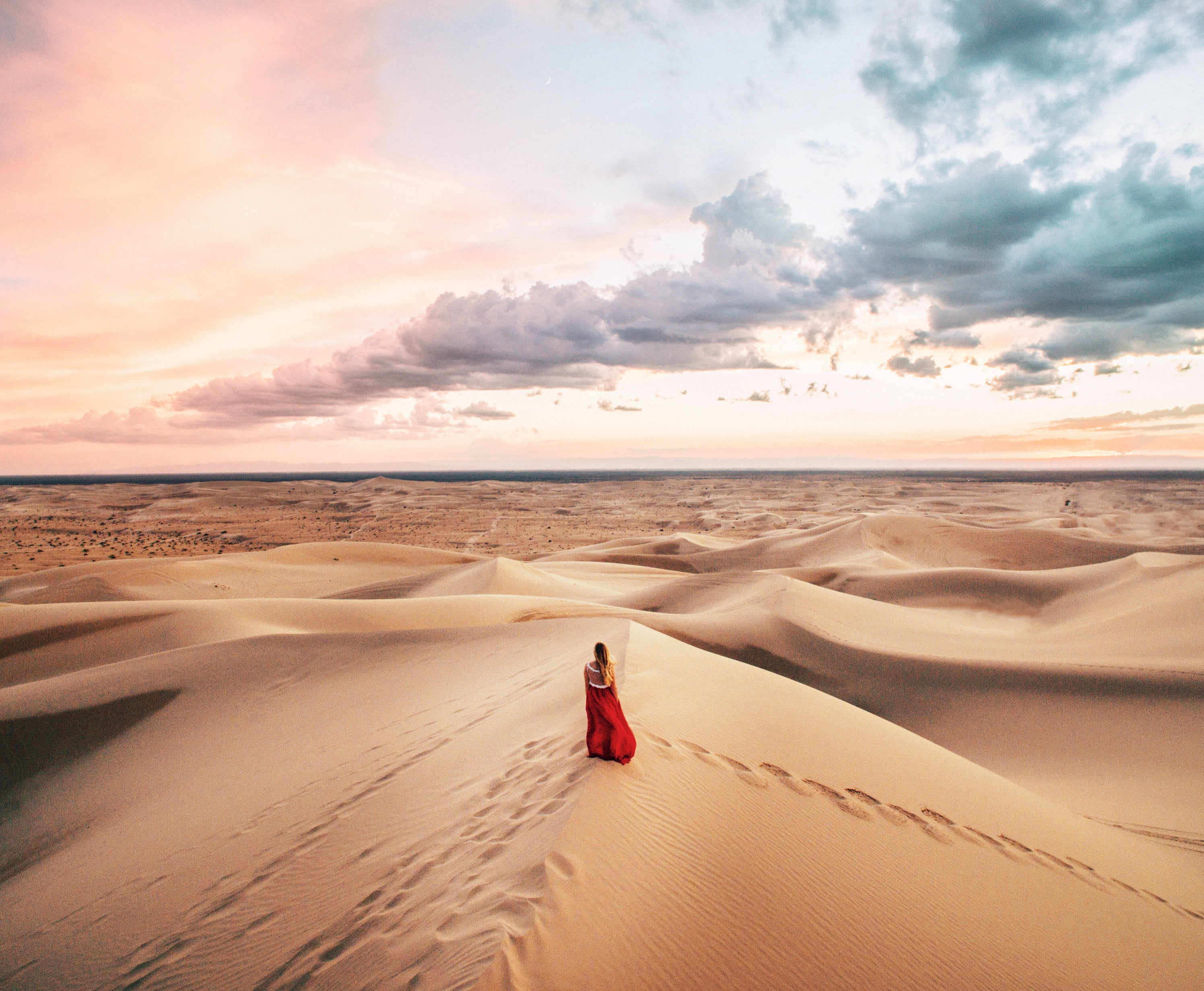 quadcopter, adobe lightroom, long, people, cloudy, red long, sea, lone, sunset, aerial photography, dress, outdoors, heli, dji phantom, 2K, If you want, HD Wallpaper
