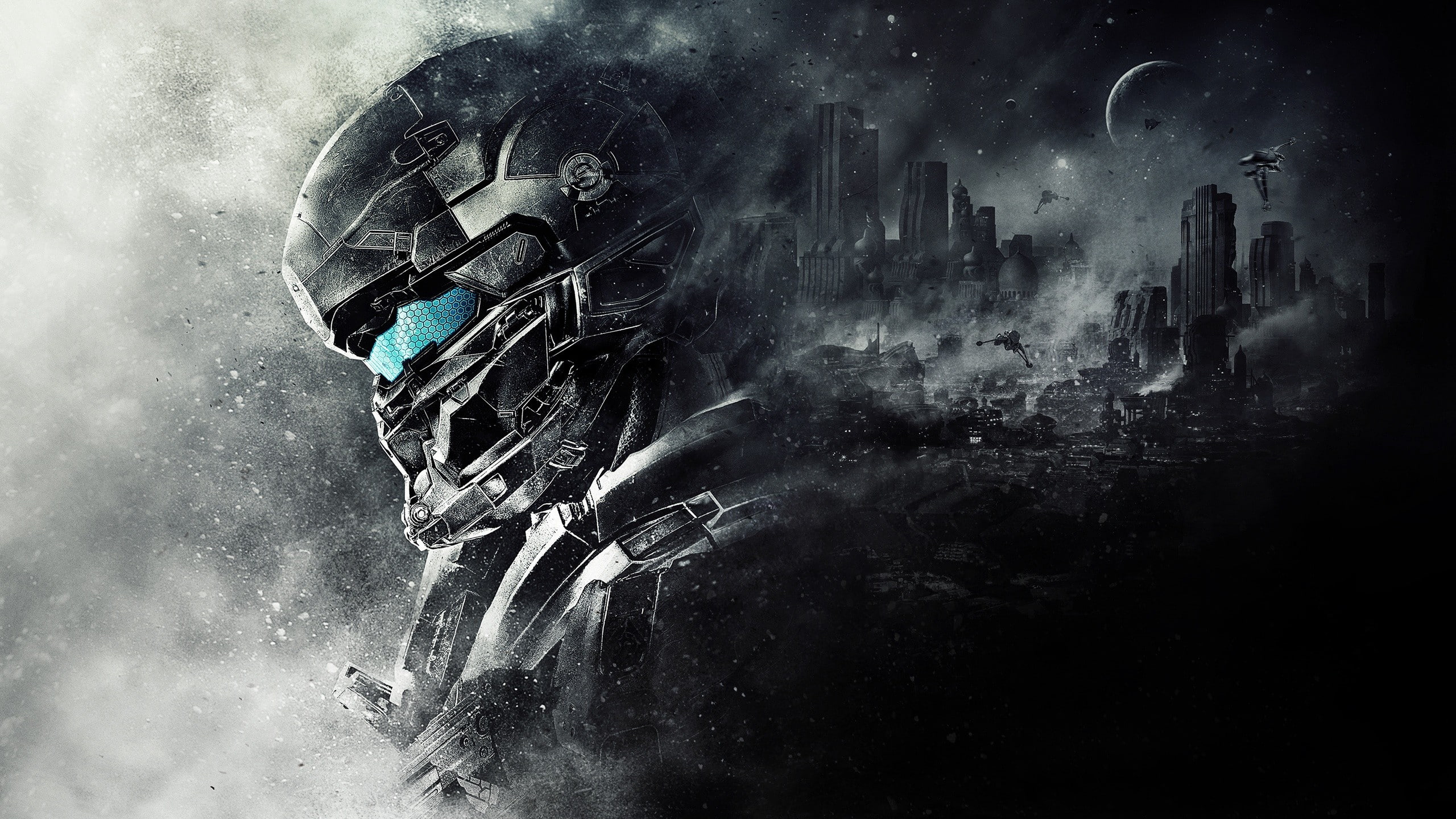 Halo, armor, 343 Industries, spaceship, concept art, 2K, Master Chief, video games, space, science fiction, Spartan Locke, Halo 5, selective coloring, HD Wallpaper