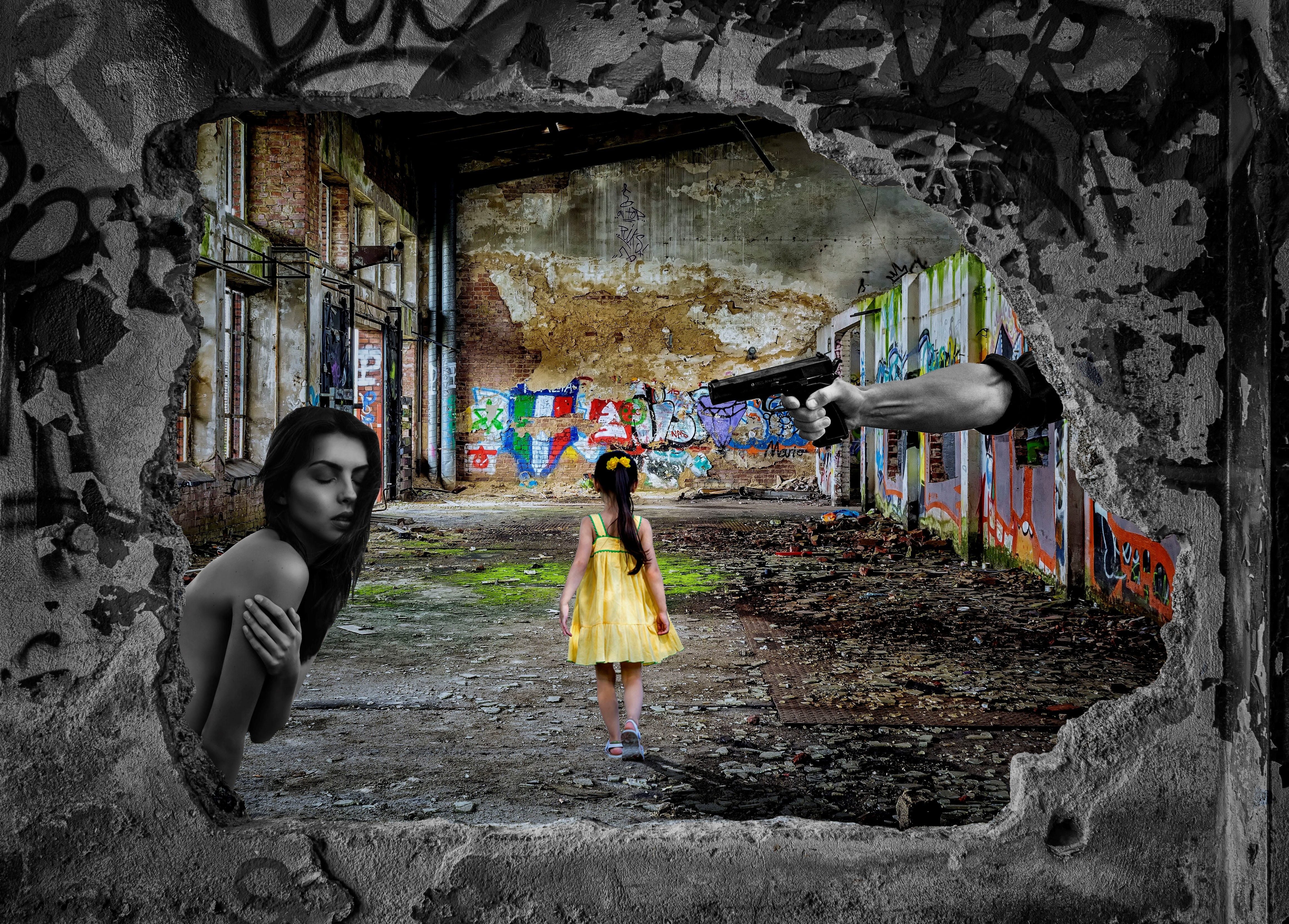 women, people, silent, past, day, outdoors, abandoned, architecture, alone, lifestyles, child, ruin, abuse, standing, parents house, leisure activity, young adult, HD Wallpaper