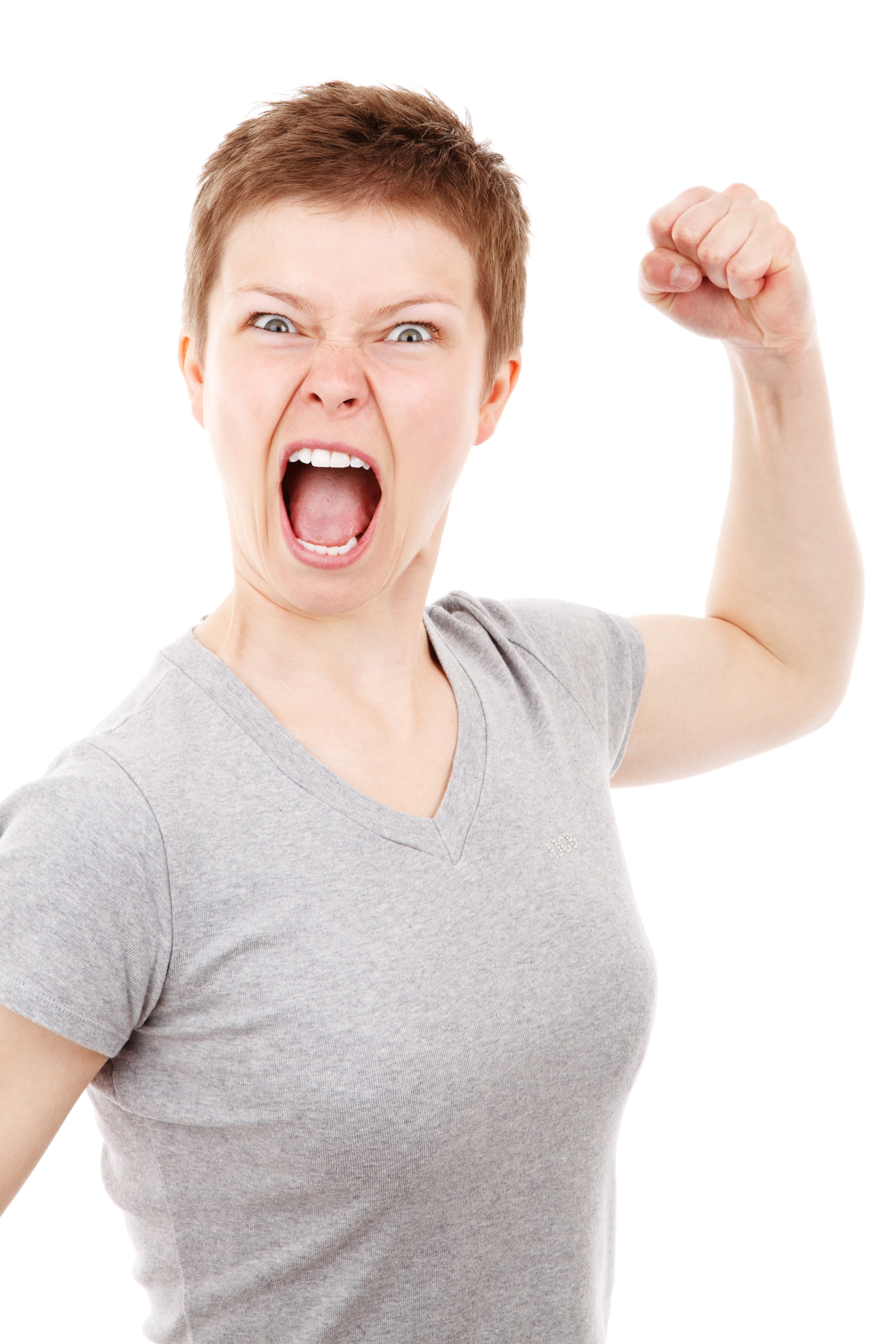 one Person, hand, indoors, evil, bad, v, men, 4K, standing, face, screaming, girl, mouth Open, mouth, t, real people, surprise, neck, studio Shot, white Background, Phone HD Wallpaper