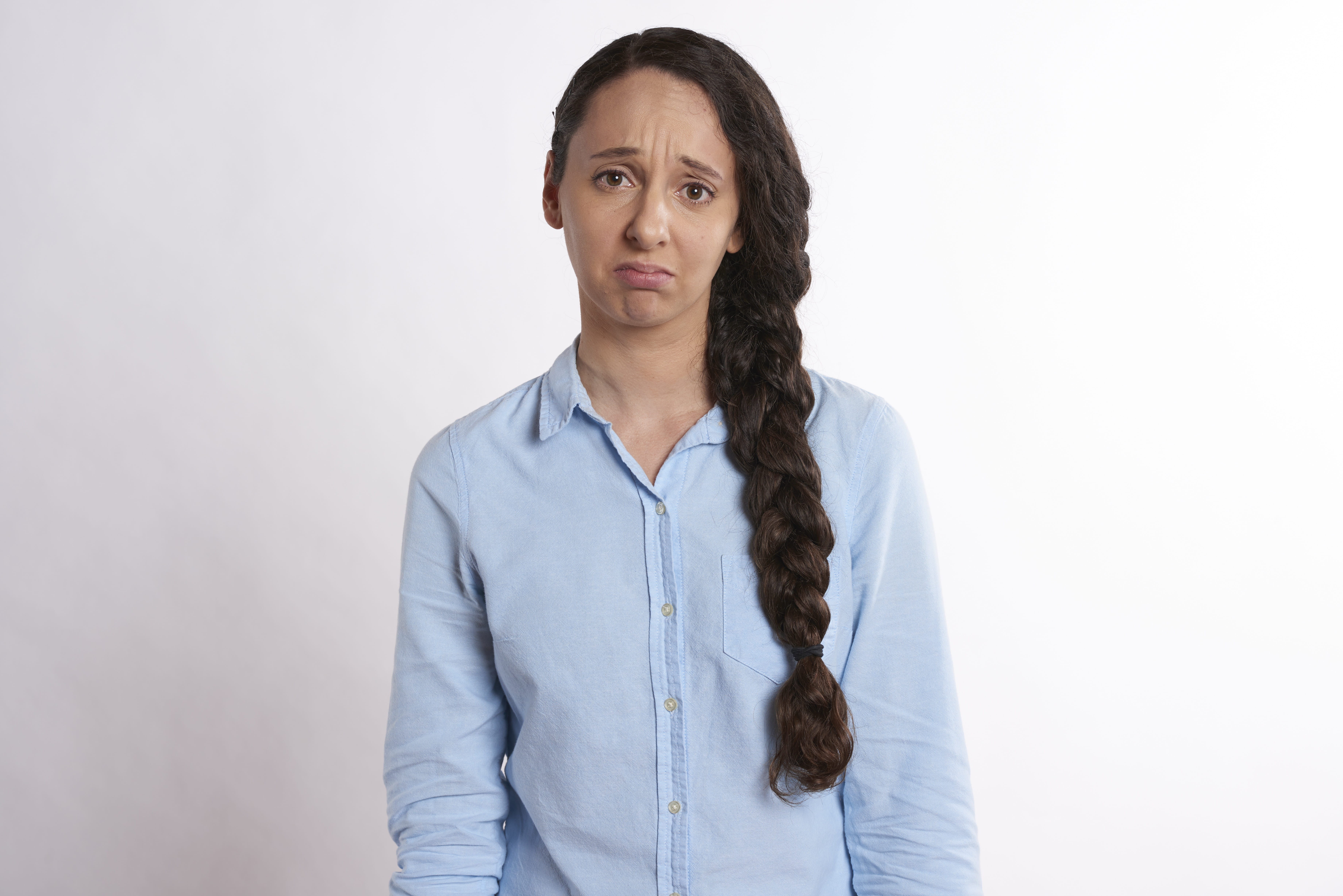 failure, bad, stressed, worried, sad, conflict, discussing, adult, unhappy, person, looking at camera, long hair, indoors, 5K, stress, hairstyle, trouble, HD Wallpaper