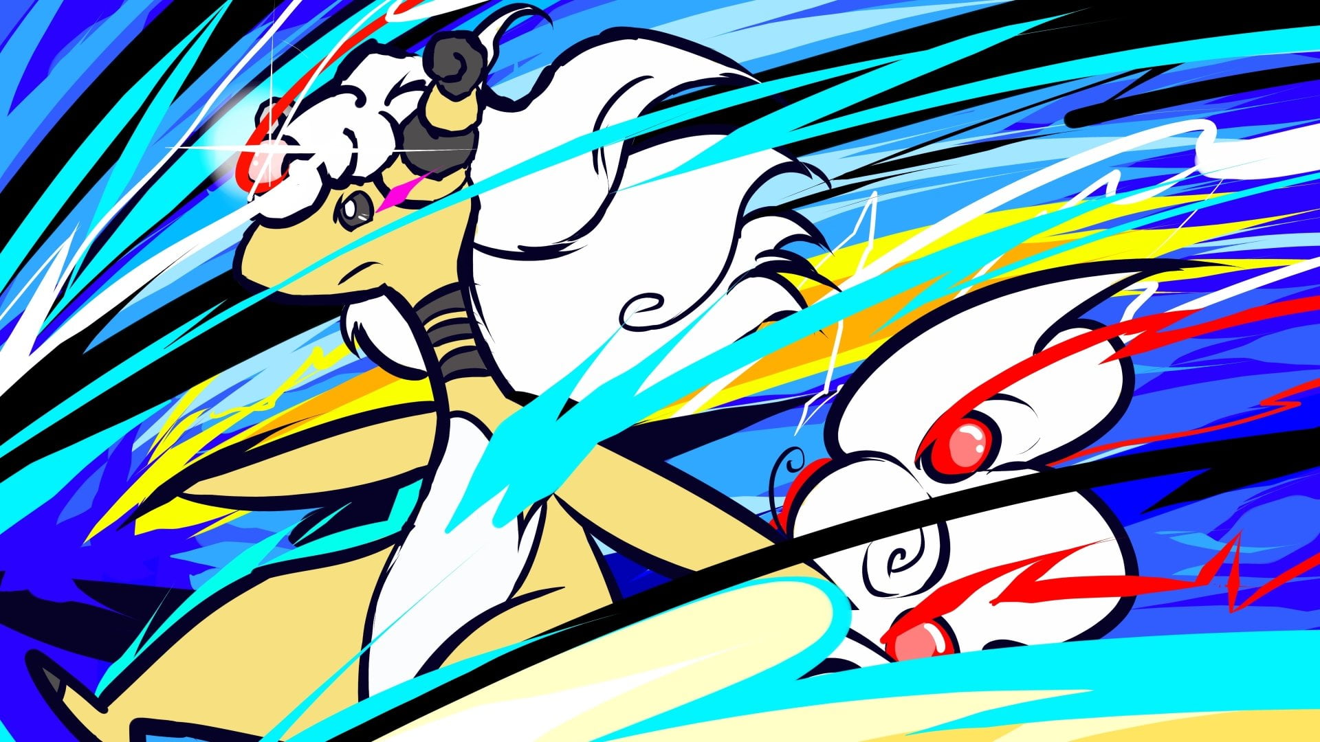 modern art, 1080P, animal representation, wall - building feature, representation, pattern, low angle view, day, no people, full frame, Pokémon, blue, HD Wallpaper