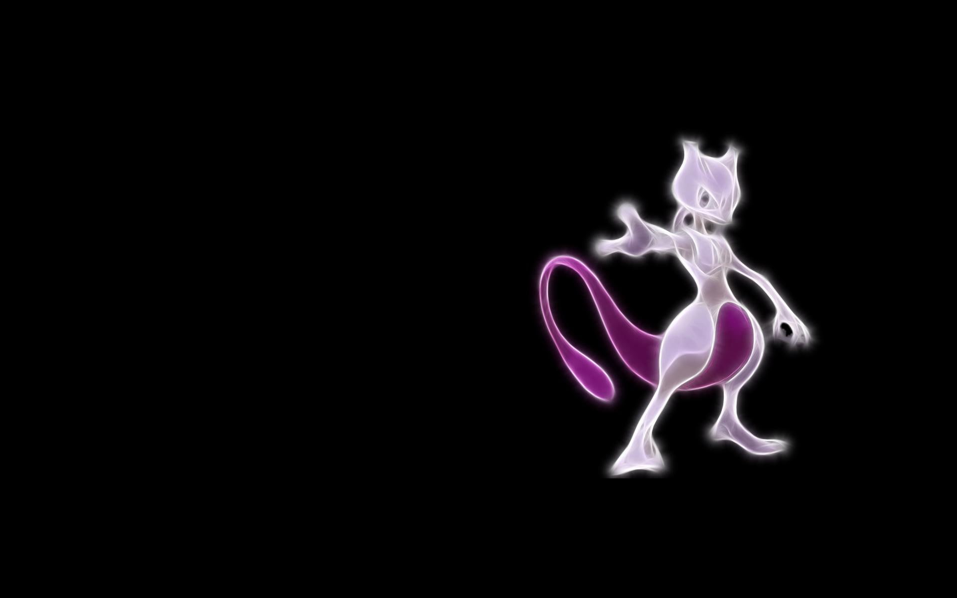 anime, mewtwo, black, background, 1080P, black background, HD Wallpaper