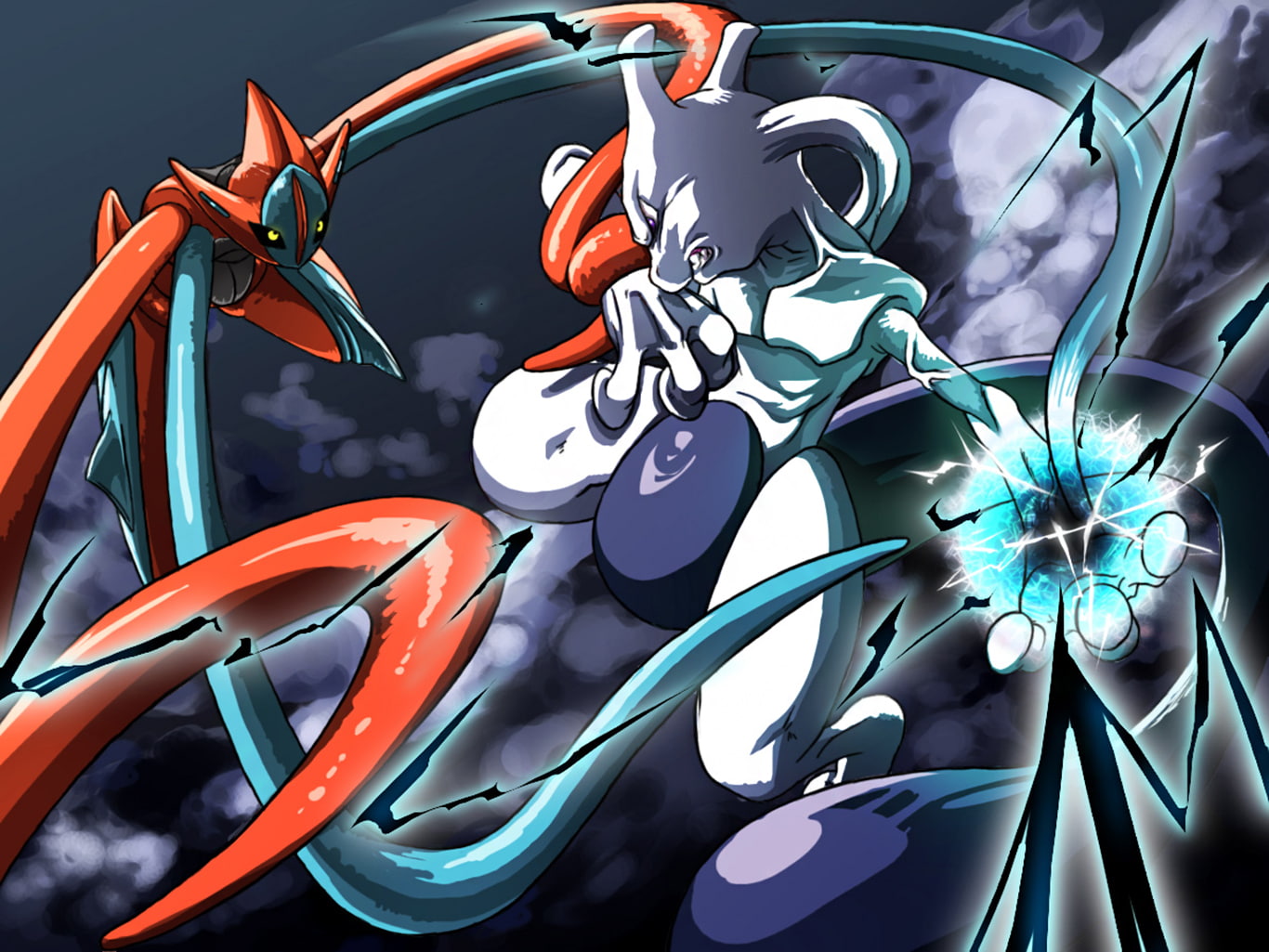 Pokémon, 720P, Mewtwo (Pokémon), Deoxys (Pokemon), HD Wallpaper