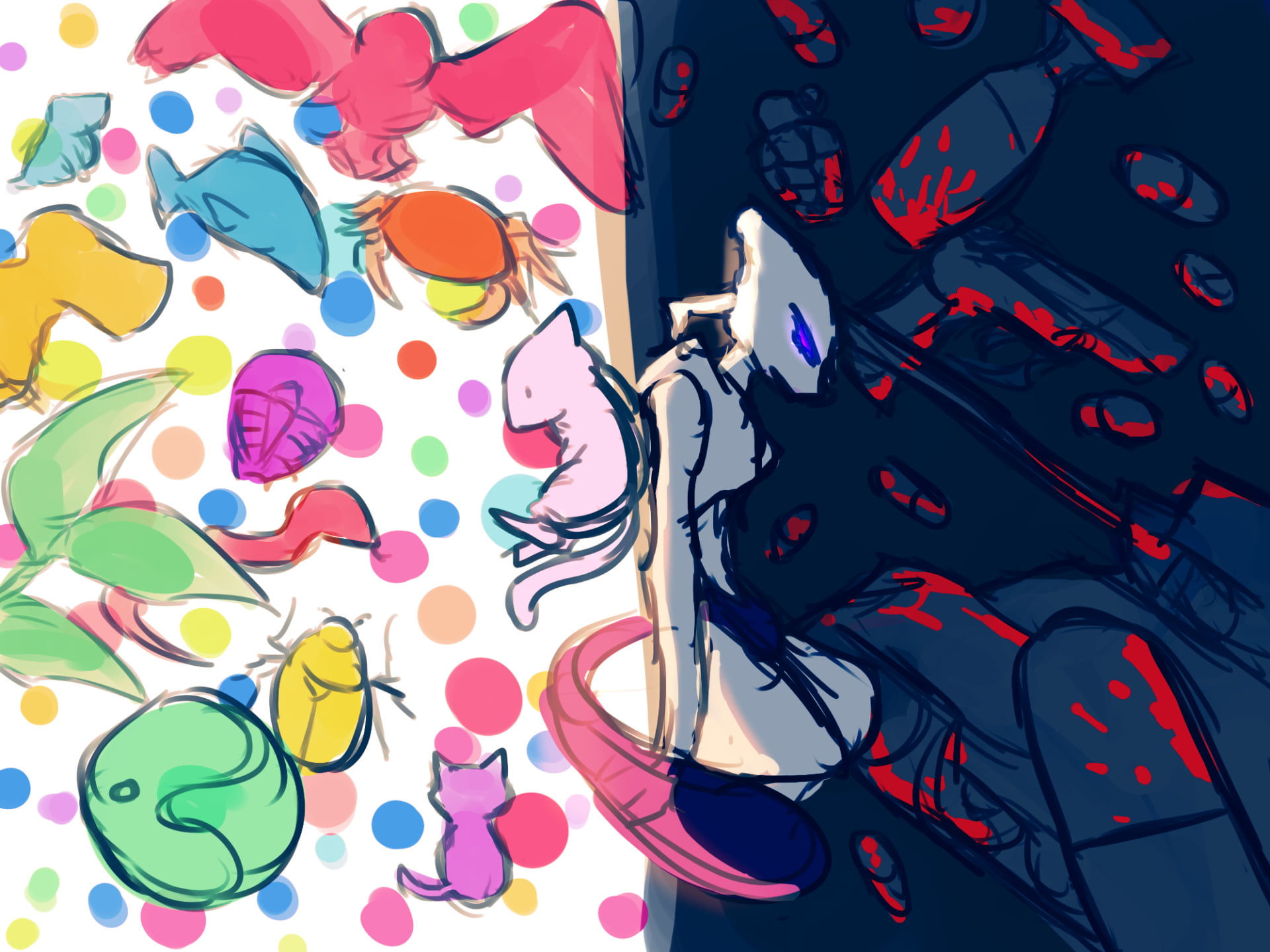 full frame, large group of objects, close-up, directly above, craft, multi colored, Mew (Pokémon), abstract, variation, choice, Mewtwo (Pokémon), art and craft, HD Wallpaper