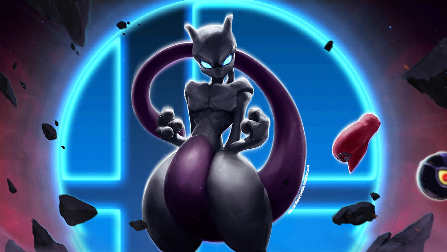 Mewtwo (Pokémon), illustration, mewtwo, Super Smash Bros. for Nintendo 3DS and Wii U, 720P, Super Smash Bros., HD Wallpaper