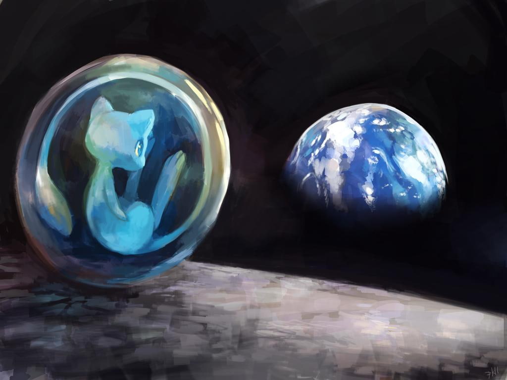Mew, Space, 480P, art, hd, anime, pokemon, HD Wallpaper