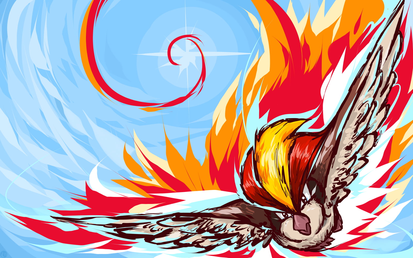 pidgeot, outdoors, design, craft, day, blue, Pokémon, backgrounds, 720P, pattern, drawing - art product, low angle view, representation, art and craft, HD Wallpaper
