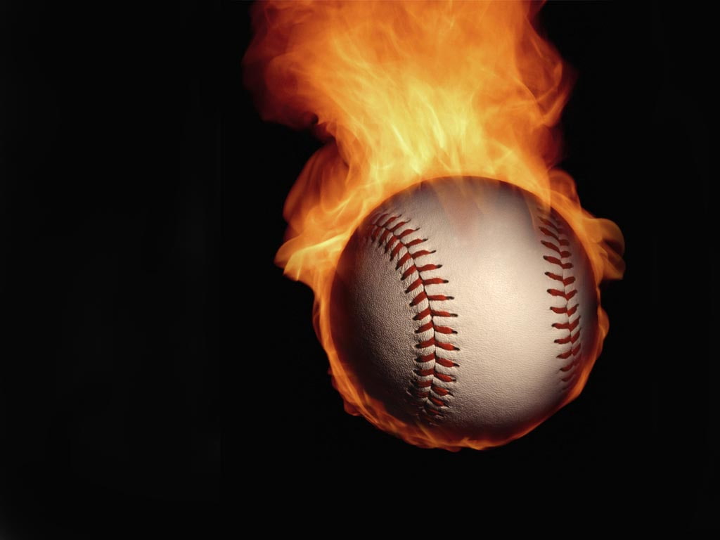 480P, graphic, baseball, red, on fire, white, fire, HD Wallpaper