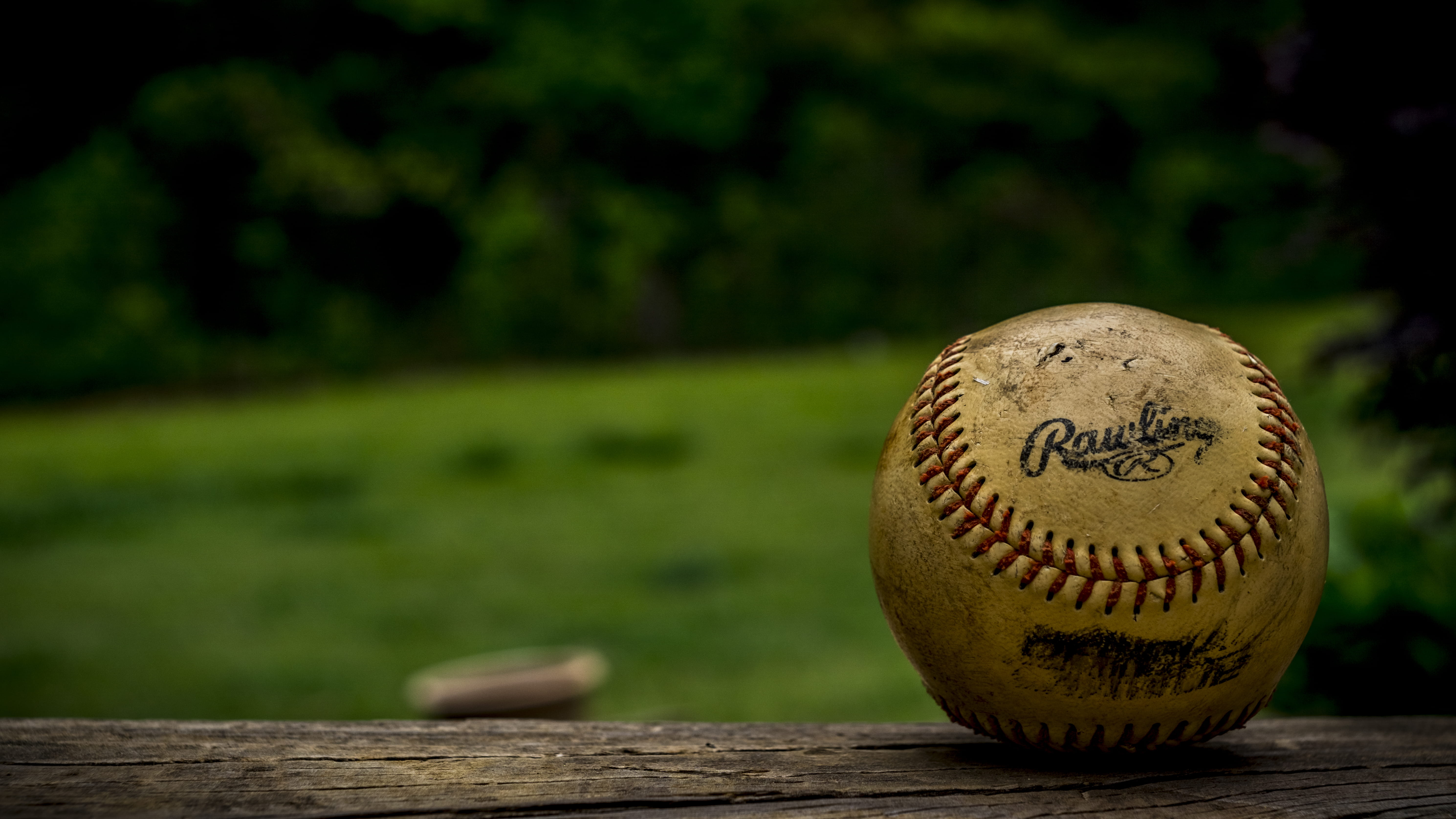 baseball, sport, brown, grass, red, sphere, baseball - Ball, wood - material, focus on foreground, up, baseball Diamond, still life, sports And Fitness, HD Wallpaper