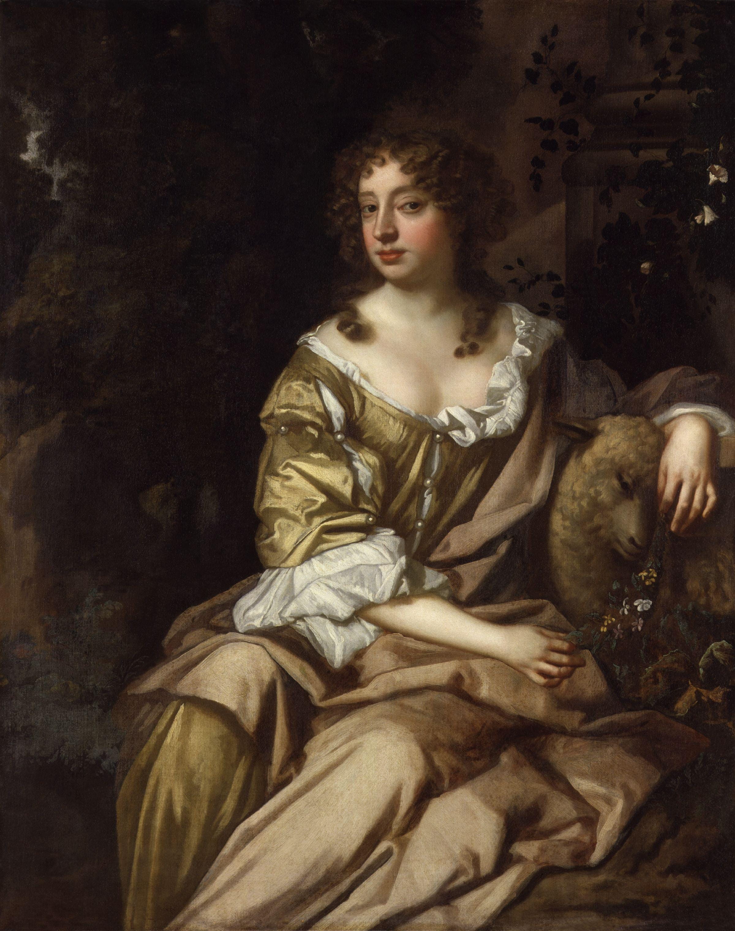 Peter Lely, front view, female likeness, oil on canvas, sitting, architecture, one person, religion, contemplation, sculpture, Painting, statue, artistic, Phone HD Wallpaper
