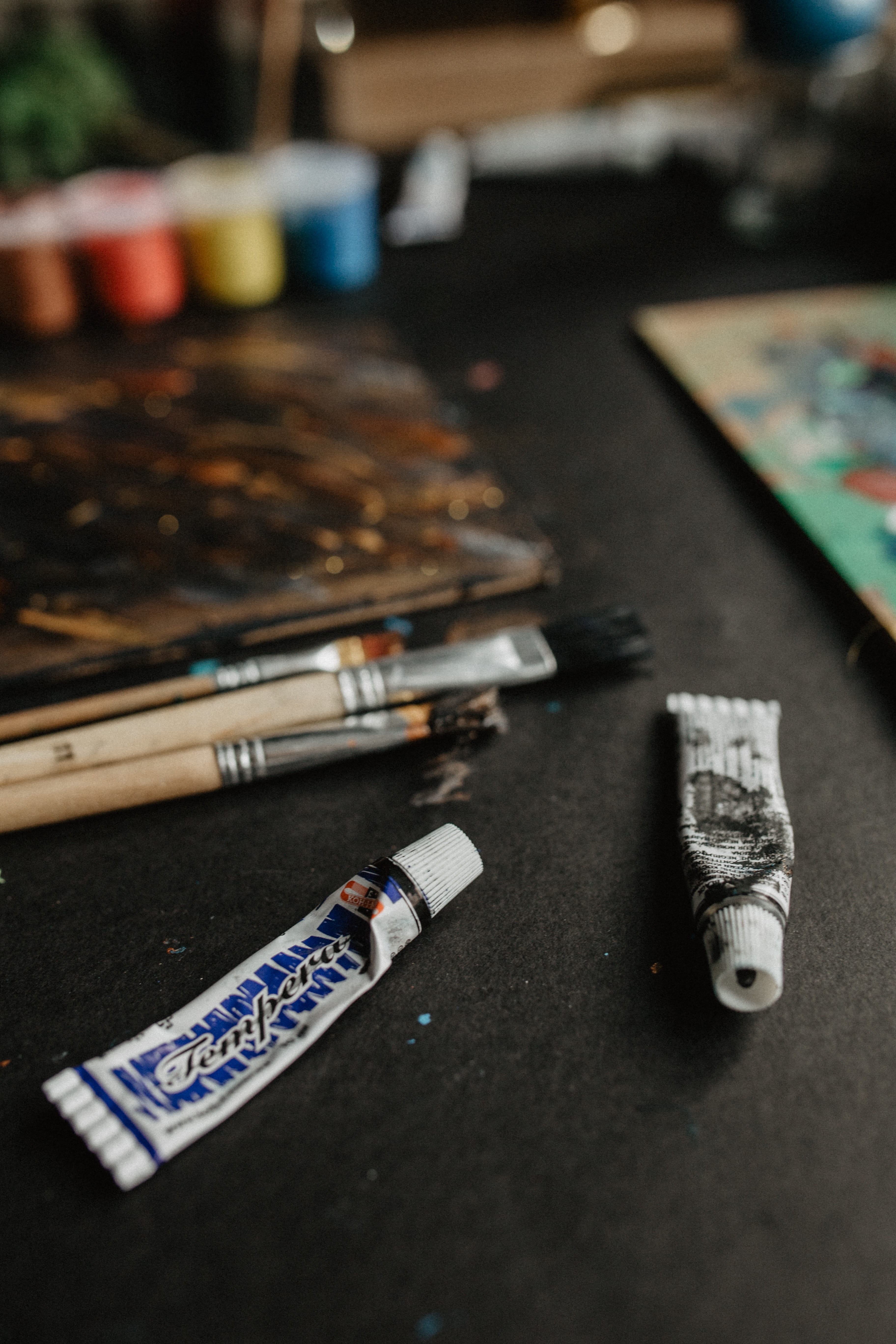 social issues, selective focus, creativity, art supply, focus on foreground, paintings, artist, canvas, messy, high angle view, paint, close-up, closeup, Phone HD Wallpaper