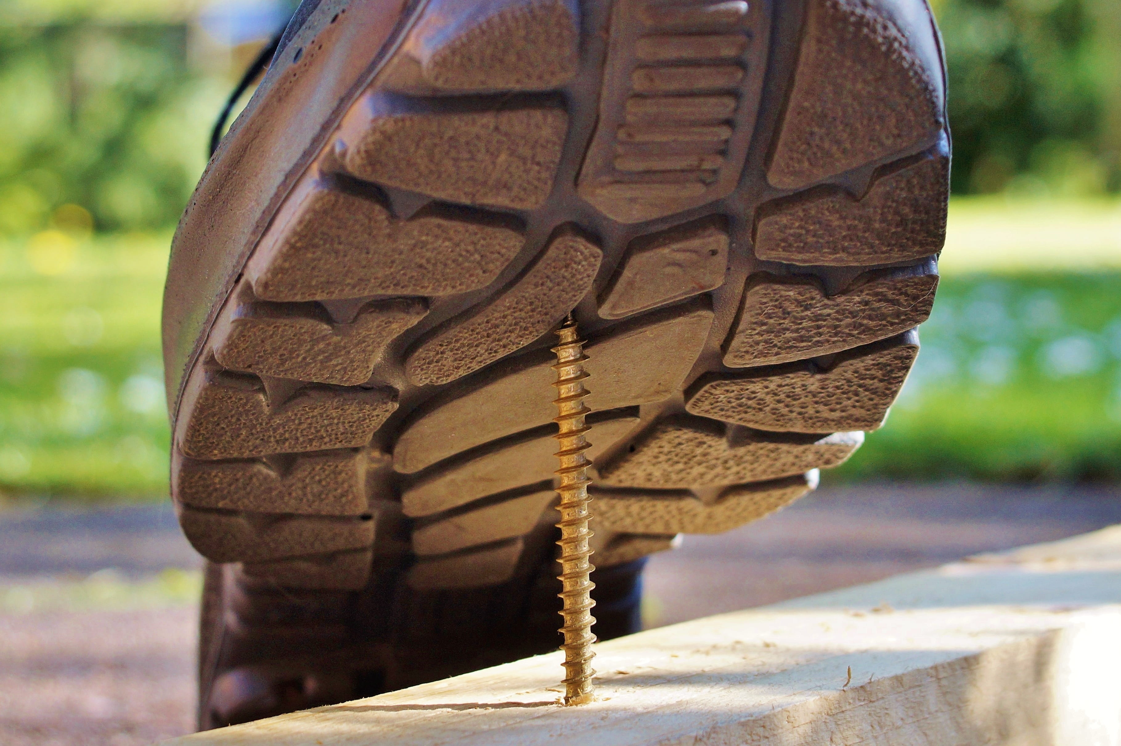 risk of accidents, brown, tire, shoe, top, Shoes, wheel, sole, nature, no people, Osh, foot injury, dangerous, metal, one animal, wood - material, painful, HD Wallpaper