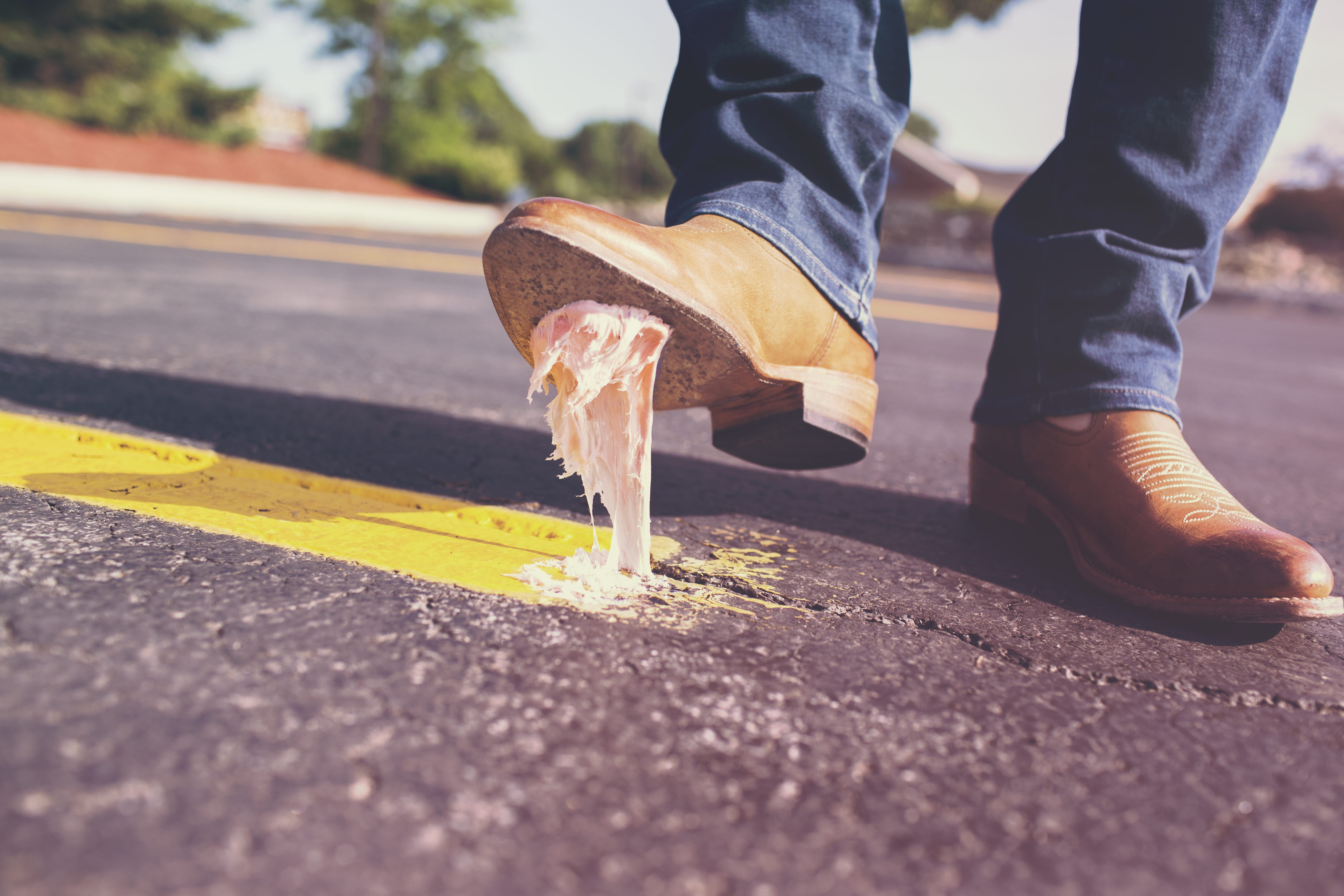 man, city, lifestyles, road marking, jeans, outdoors, disgusting, flop, men, step, 5K, human foot, low section, road, sunlight, pitfall, human body part, HD Wallpaper