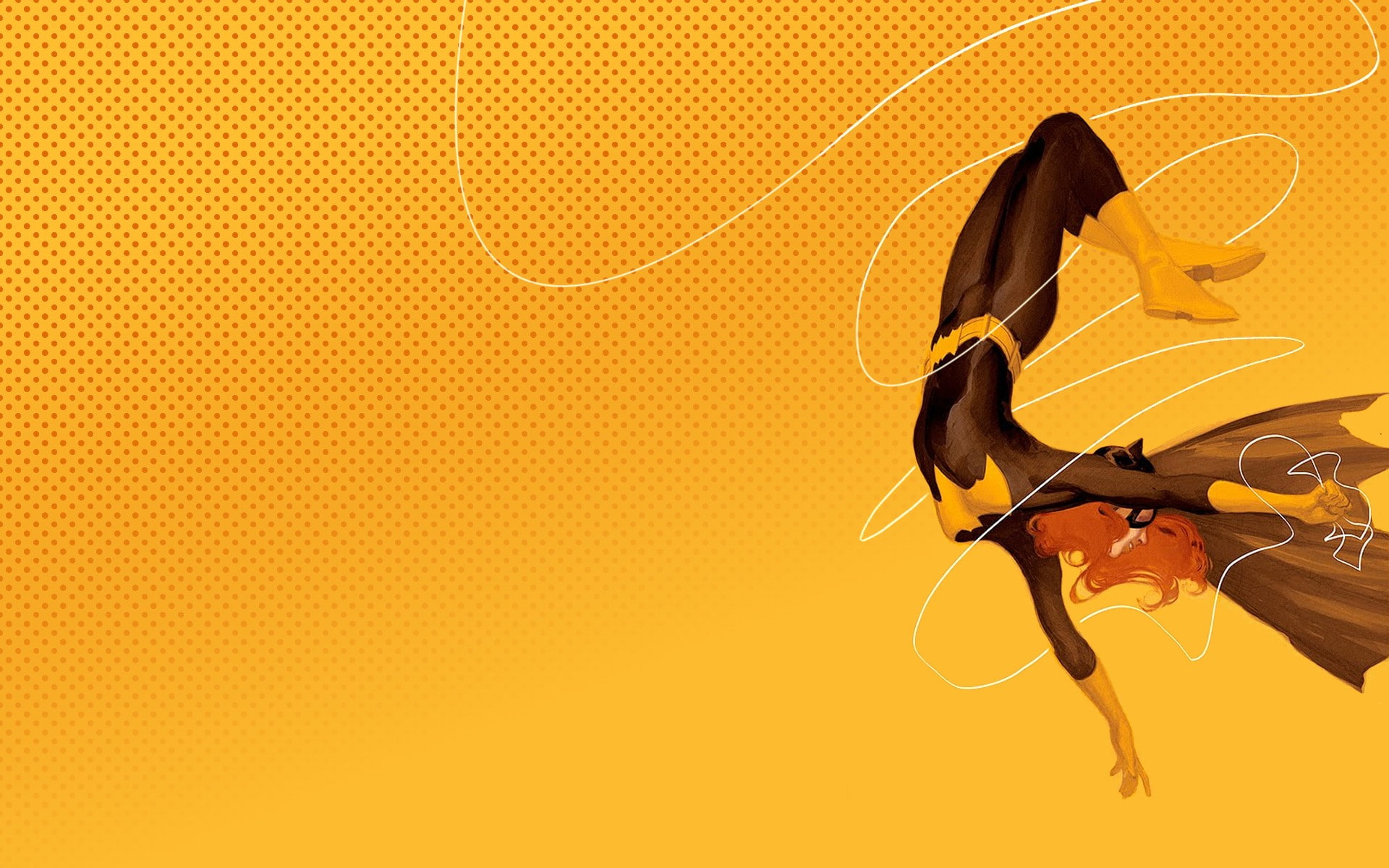 copy space, indoors, yellow, side view, one animal, studio shot, enjoyment, full length, one person, 1080P, colored background, hairstyle, Batgirl, orange color, HD Wallpaper