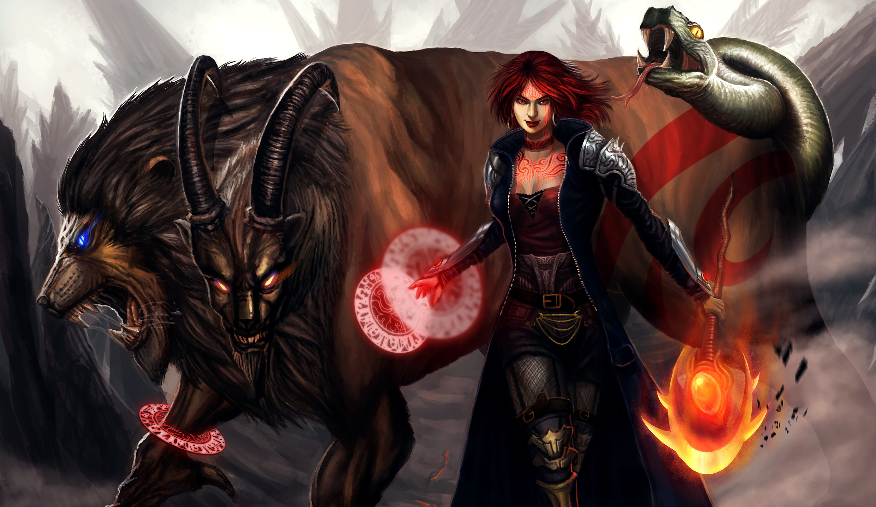 horns, animals, Magical, monster, one person, beauty, beautiful woman, women, art and craft, make-up, 2K, hairstyle, demon, clothing, front view, girl, HD Wallpaper