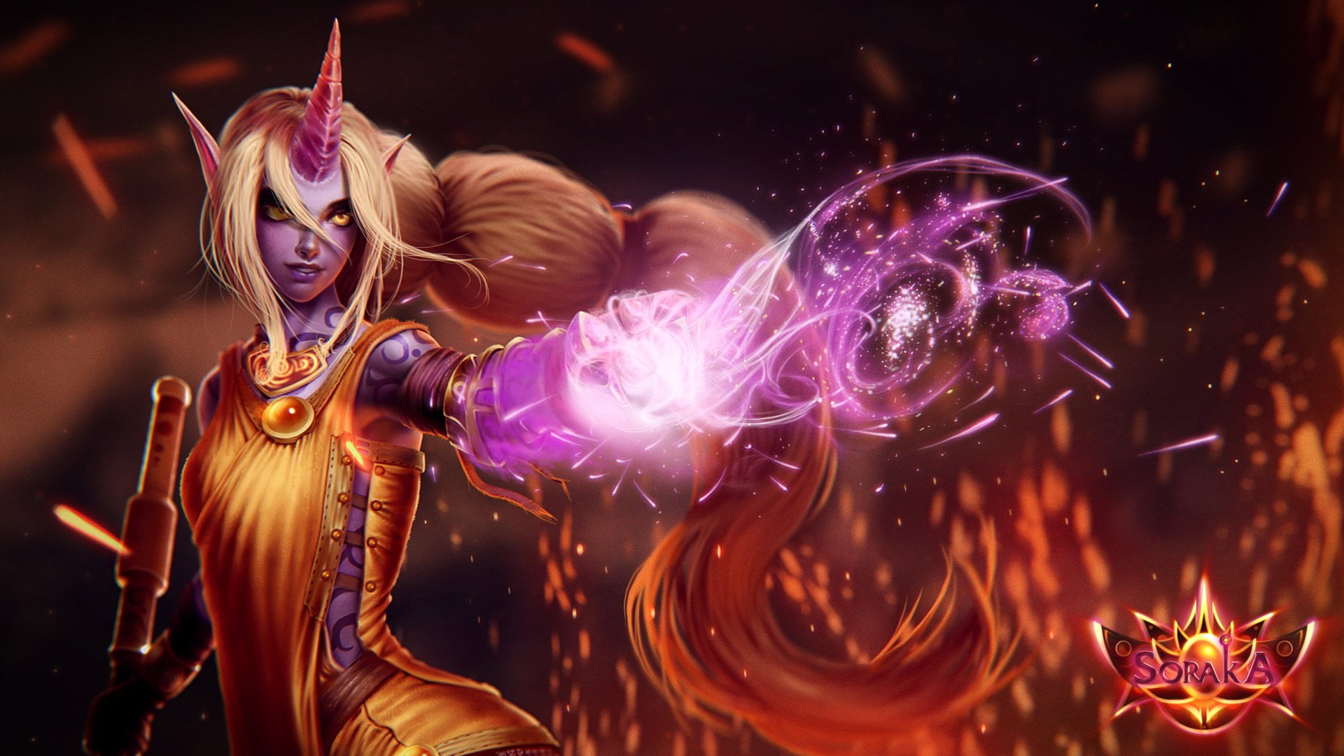 shiny, multi colored, Horns, Video Game, night, soraka, indoors, women, nightlife, celebration, event, nightclub, motion, legends, 1080P, Soraka (League Of Legends), HD Wallpaper