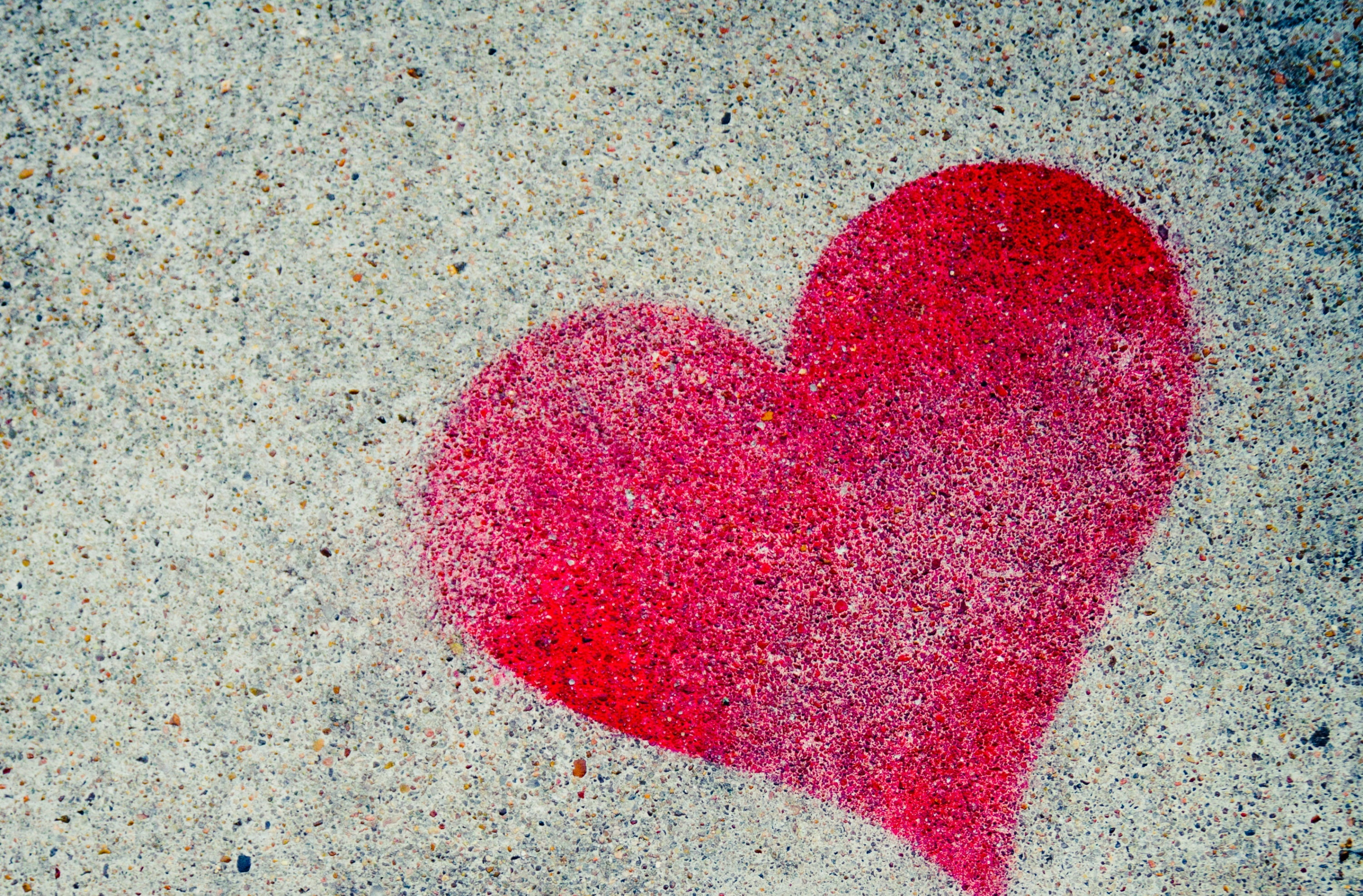 heart shape, drawing - art product, Love, nature, Concrete, Ground, 2K, land, graff, Heart, romance, Photowalk, high angle view, red, Artistic, textured, HD Wallpaper