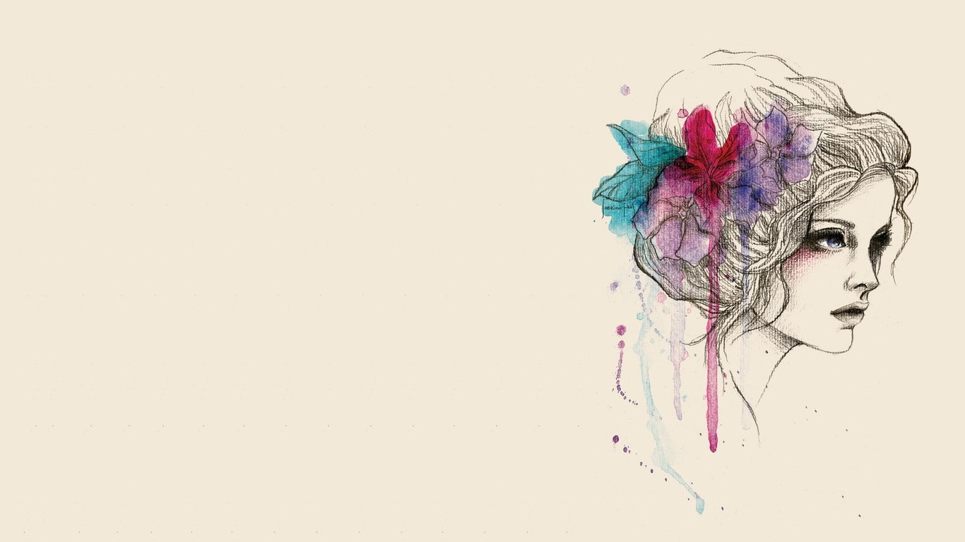 simple background, face, Traditional Artwork, 720P, artwork, women, HD Wallpaper