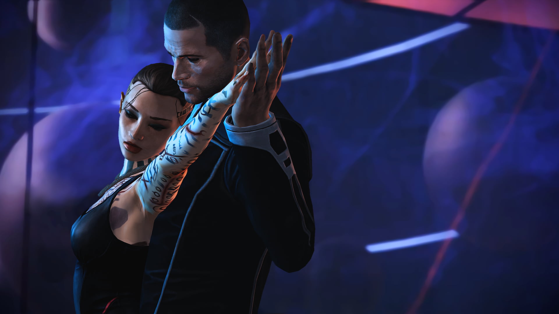 Commander Shepard, event, Jack, illuminated, light, clip, video games, popular music concert, two people, Tango, musician, music, young adult, top, stage - performance space, HD Wallpaper