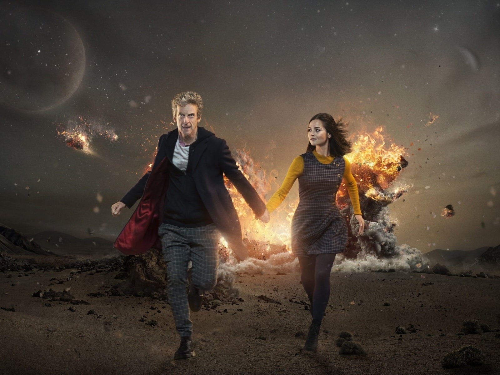 hand, woman, actors, holding, man, doctor who, s, 720P, explosion, running, doctor, HD Wallpaper