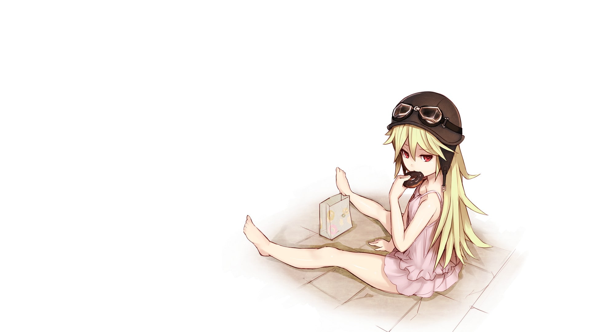 anime, cartoon/comic, hd, bakemonogatari, 1080P, white, doughnut, HD Wallpaper