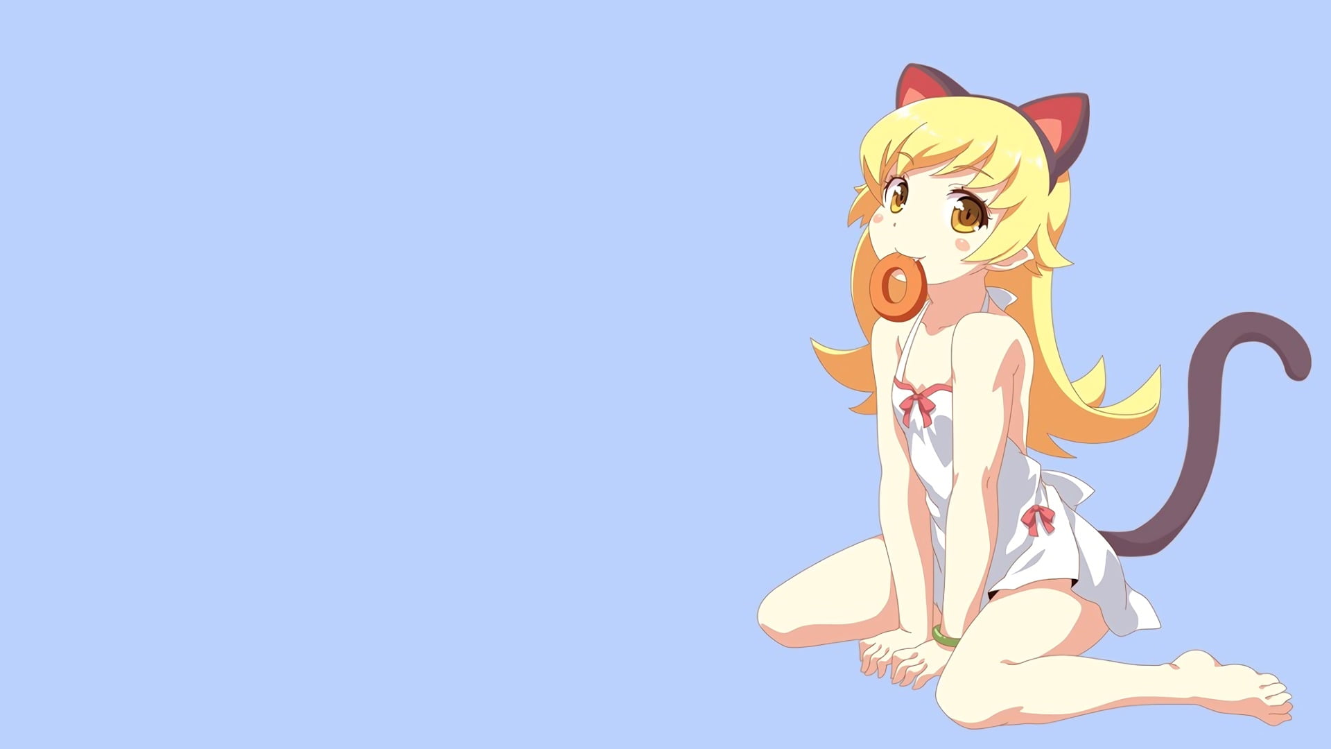 cat, animal wildlife, Monogatari Series: Second Season, Dress, mammal, White Dress, animal, Little Girl, animal themes, Yellow Eyes, no people, illuminated, HD Wallpaper