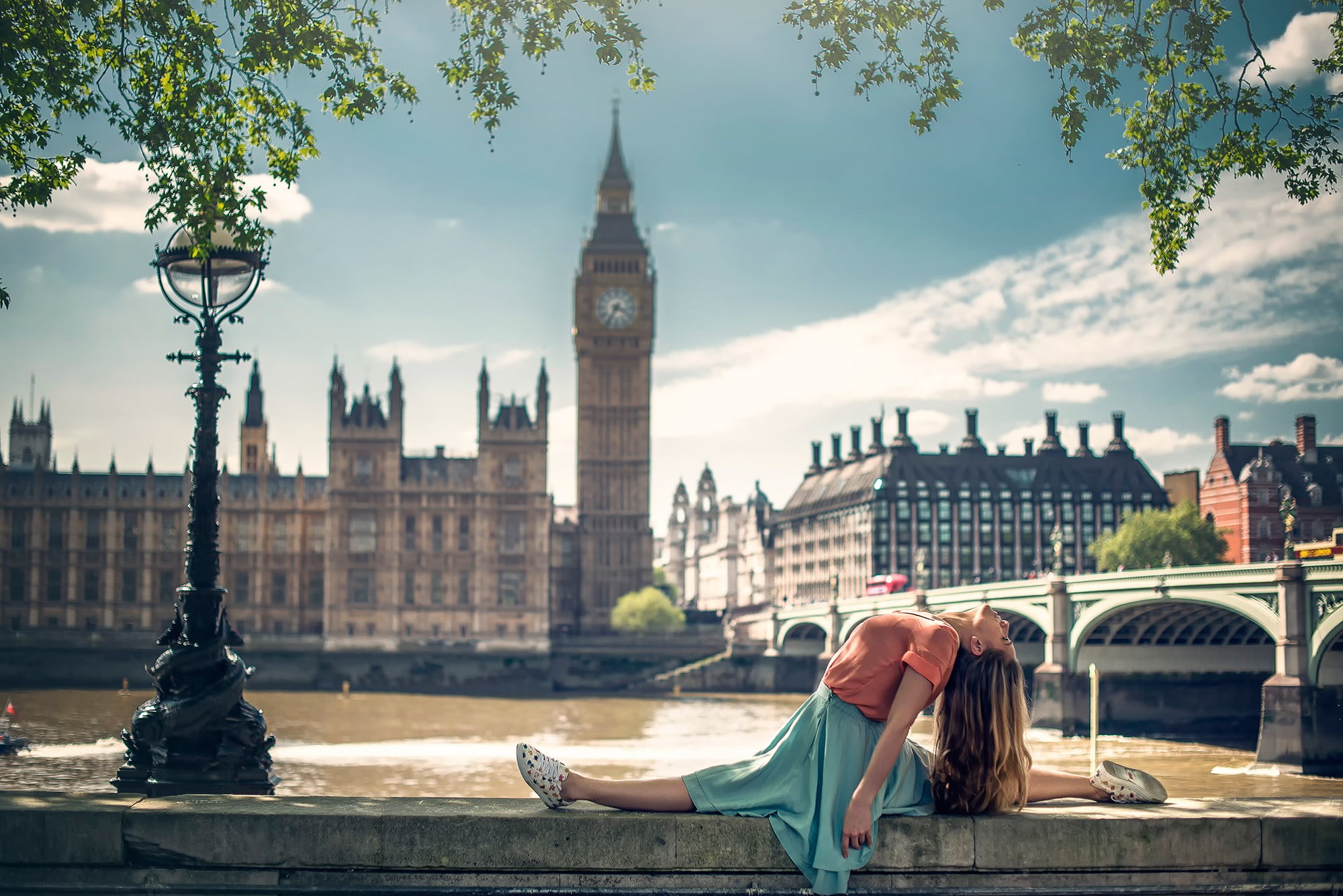 women, Big Ben, city, architecture, relaxation, building exterior, travel destinations, outdoors, nature, tower, London, one person, 1080P, leisure activity, HD Wallpaper