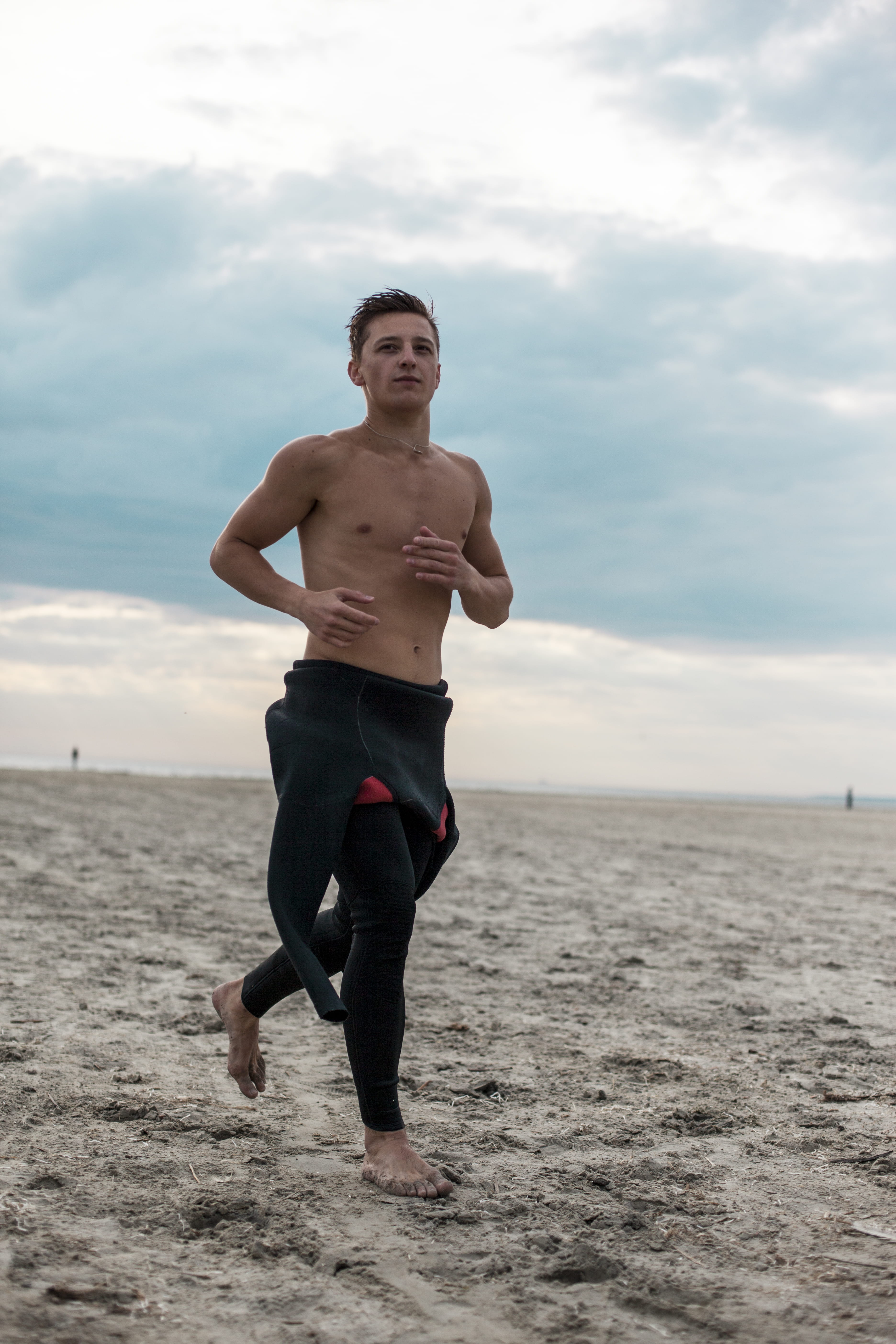 cloud - sky, full length, black, sea, good-looking, beach, men, land, fit, person, young adult, front view, sand, shirtless, real people, body, leisure activity, Phone HD Wallpaper