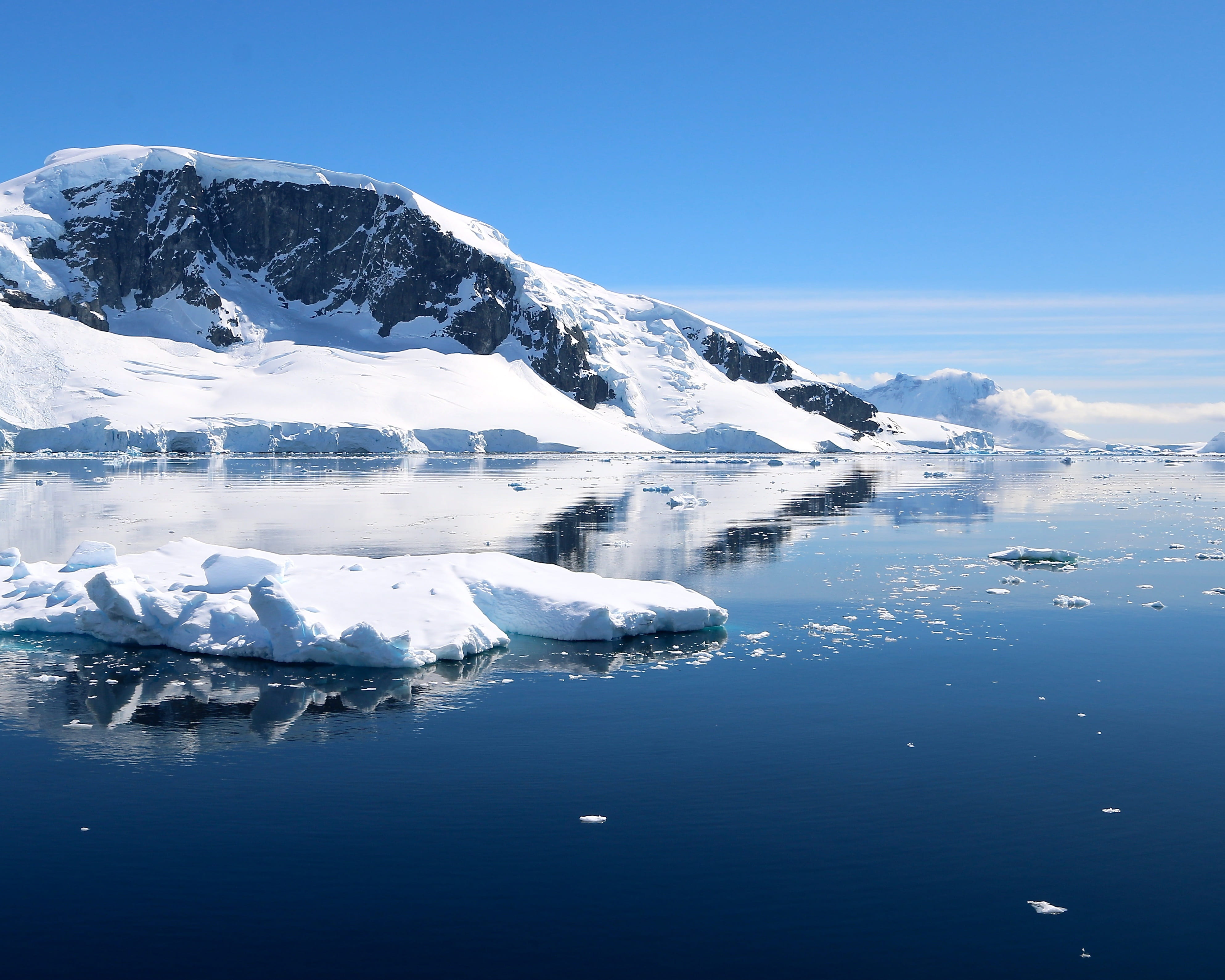 environment, snowcapped mountain, nature, waters, antarctica, sky, snow, cold temperature, frozen water, lagoon, no people, melting, iceberg, winter, tranquility, HD Wallpaper