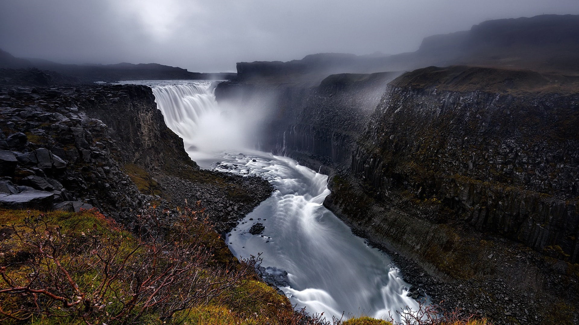 landscape, long exposure, iceland, no people, vatnajokull glacier, flowing water, rock formation, jokulsargljufur national park, rock - object, national park, HD Wallpaper