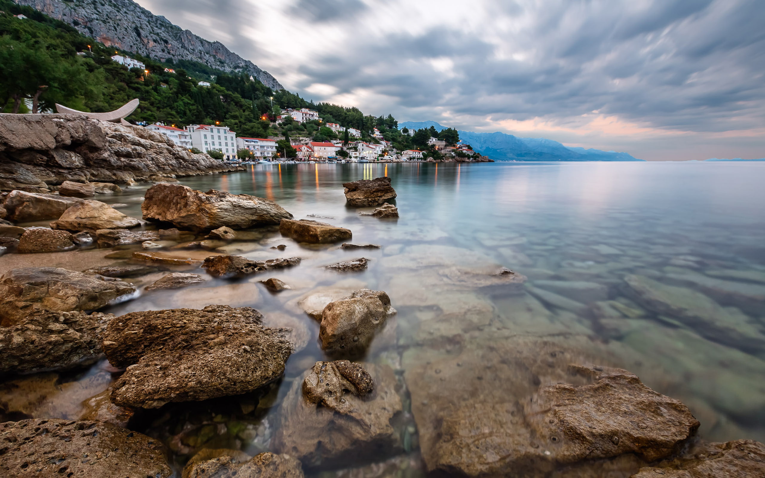 village, dalmatia, omis, rocky, croatia, morning, 2K, beach, small, near, HD Wallpaper