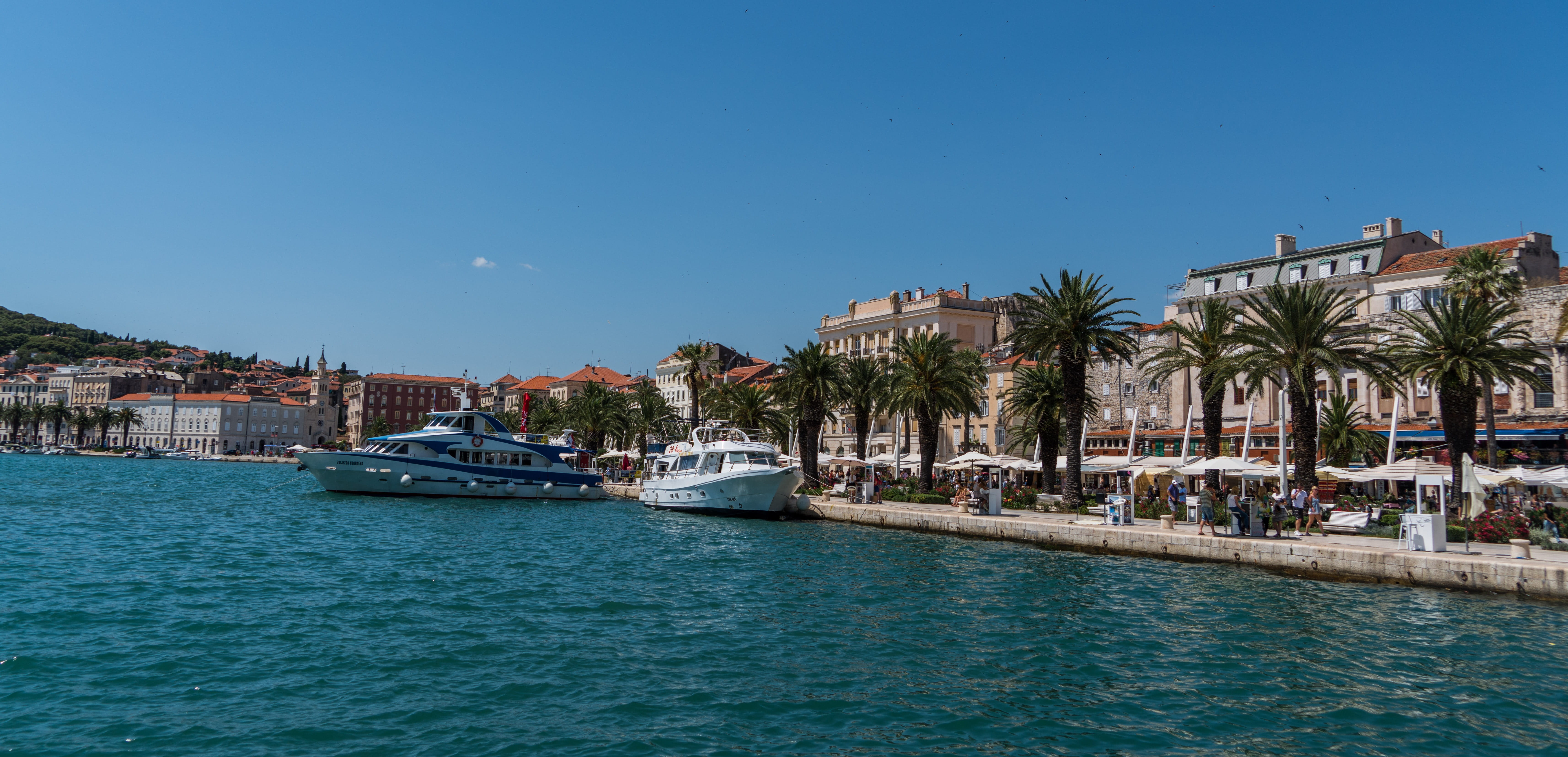 split, nature, mode of transportation, city, Croatia, europe, blue, water, building exterior, clear sky, canal, ancient, tourist, exterior, transportation, HD Wallpaper