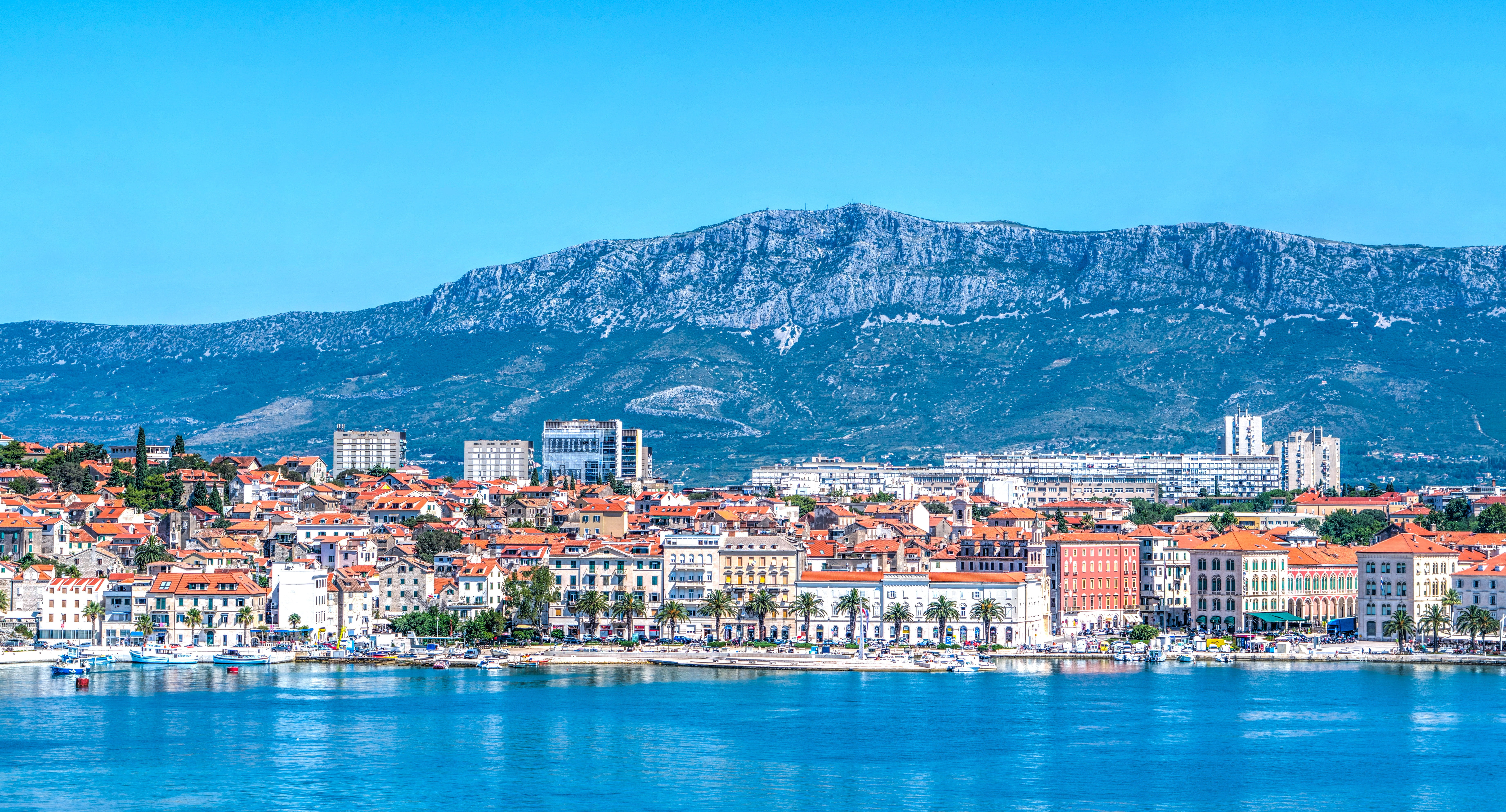 mountains, cityscape, built structure, outdoors, city, near, residential district, urban skyline, environment, dalmatia, no people, travel destinations, HD Wallpaper