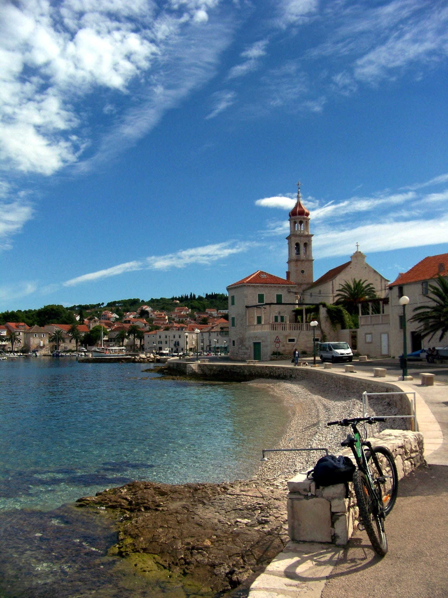 building, croatia, dalmatia, building exterior, place of worship, real people, sitting, transportation, cloud - sky, day, travel, outdoors, water, adriatic sea, Phone HD Wallpaper