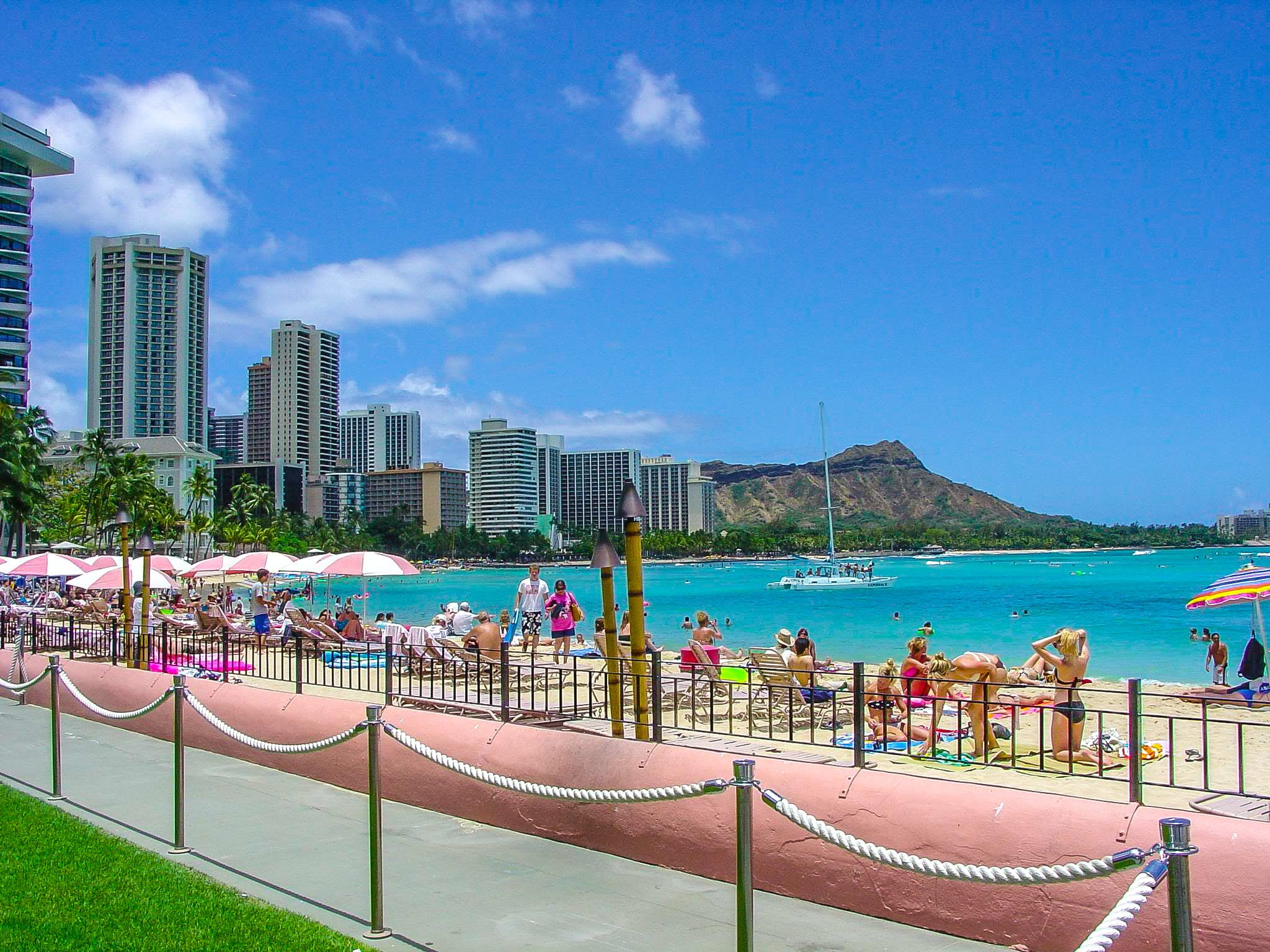 water, hawaii, built structure, coast, day, holiday, sky, travel destinations, city, skyline, nature, honolulu, diamond head, tree, beach, office building exterior, HD Wallpaper