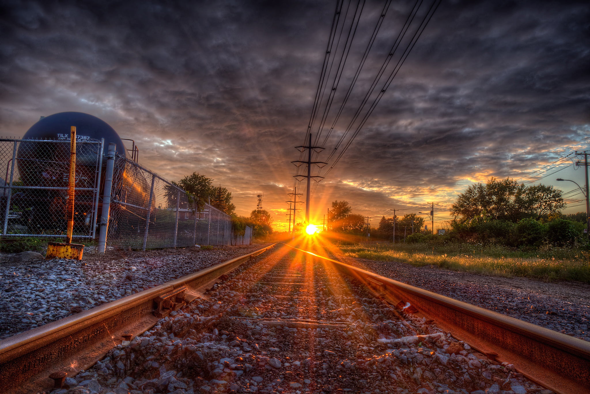 track, sunset, tree, speed, rail transportation, direction, plant, the sun, street, traffic, dusk, train, sleepers, sun, outdoors, blurred Motion, the way, HD Wallpaper