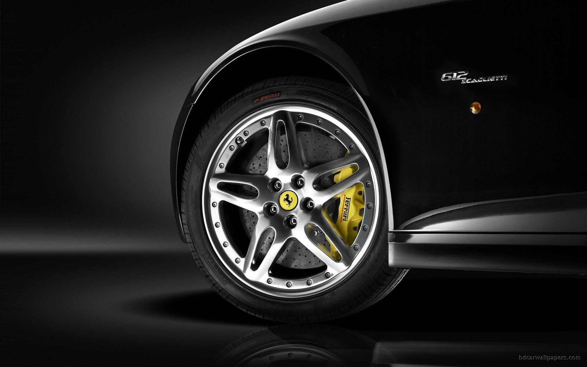1080P, wheel, scaglietti, cars, chrome, tire, ferrari, car, spoke, HD Wallpaper