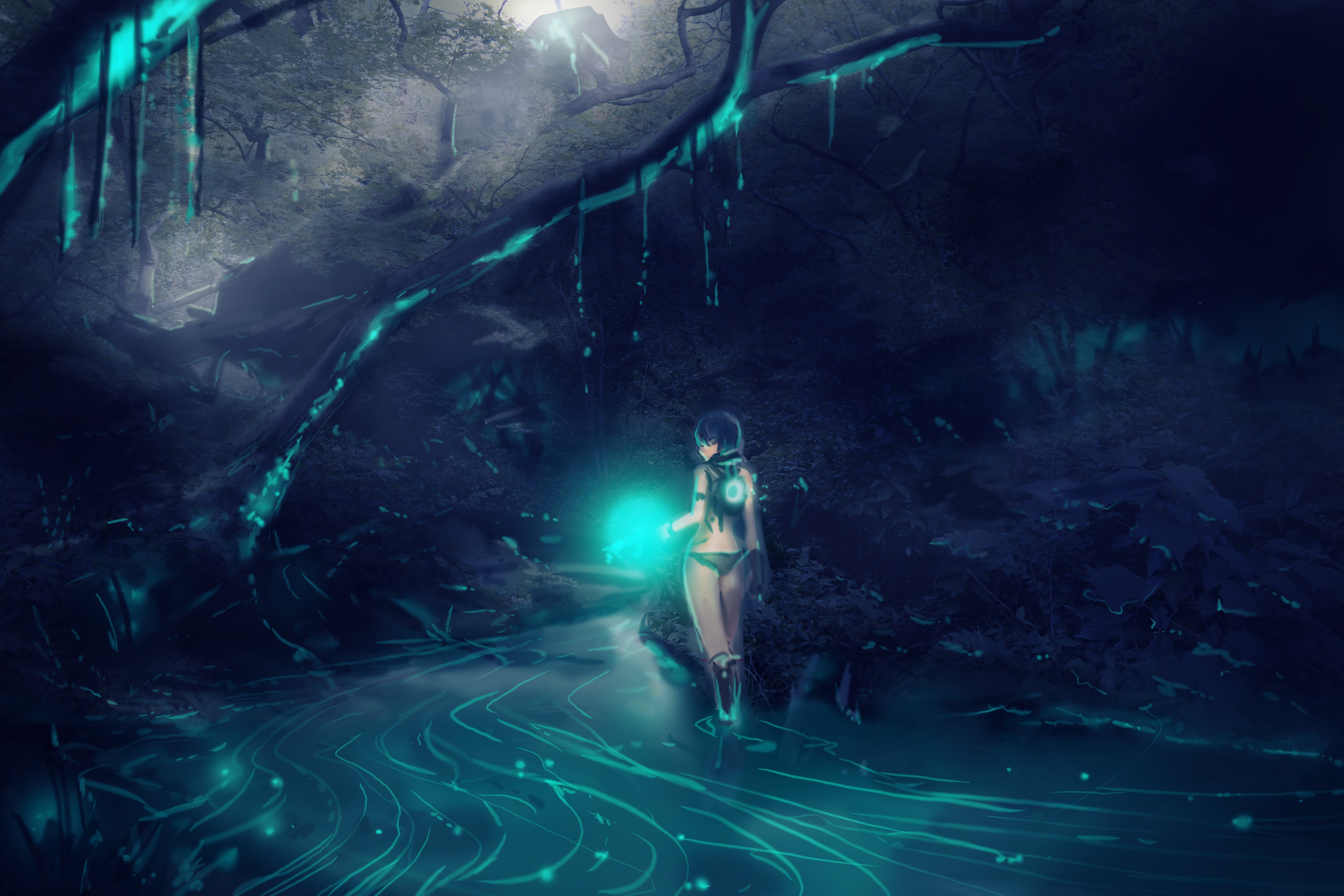 young adult, swimming, outdoors, lifestyles, water, one person, sea, lights, trees, adult, underwater, river, artwork, women, boots, fish, leisure activity, HD Wallpaper