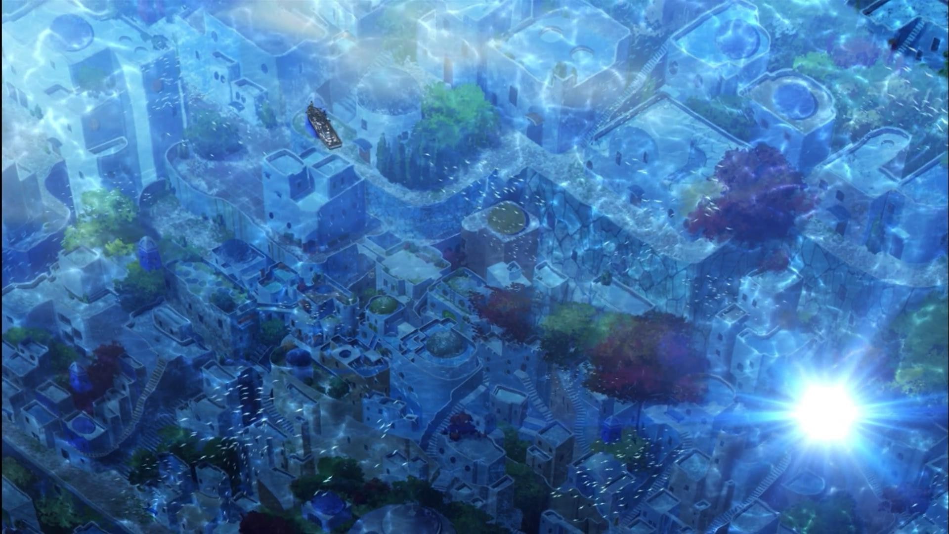 city, sea, 1080P, Sunken Cities, Nagi No Asukara, HD Wallpaper